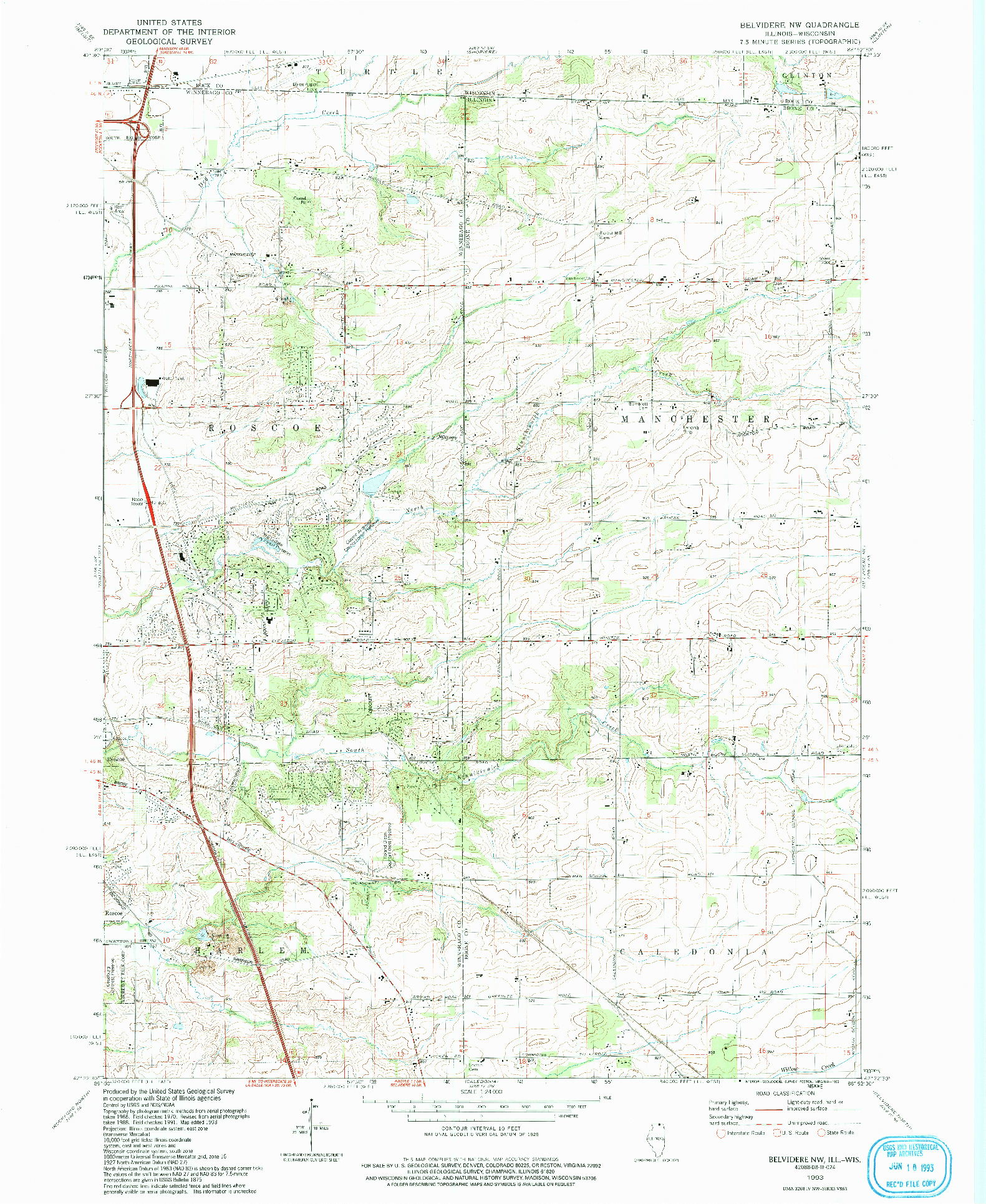 USGS 1:24000-SCALE QUADRANGLE FOR BELVIDERE NW, IL 1993