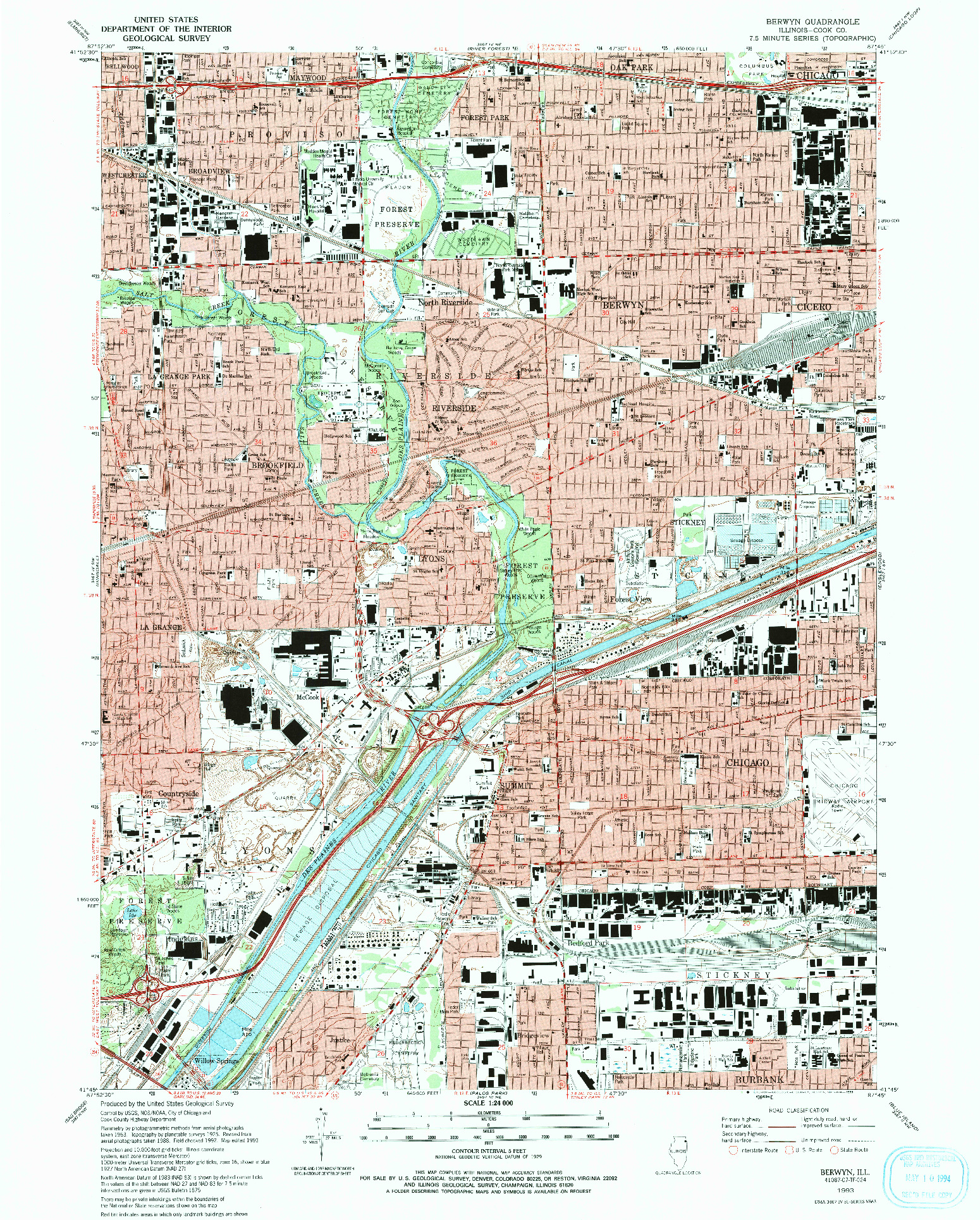 USGS 1:24000-SCALE QUADRANGLE FOR BERWYN, IL 1993