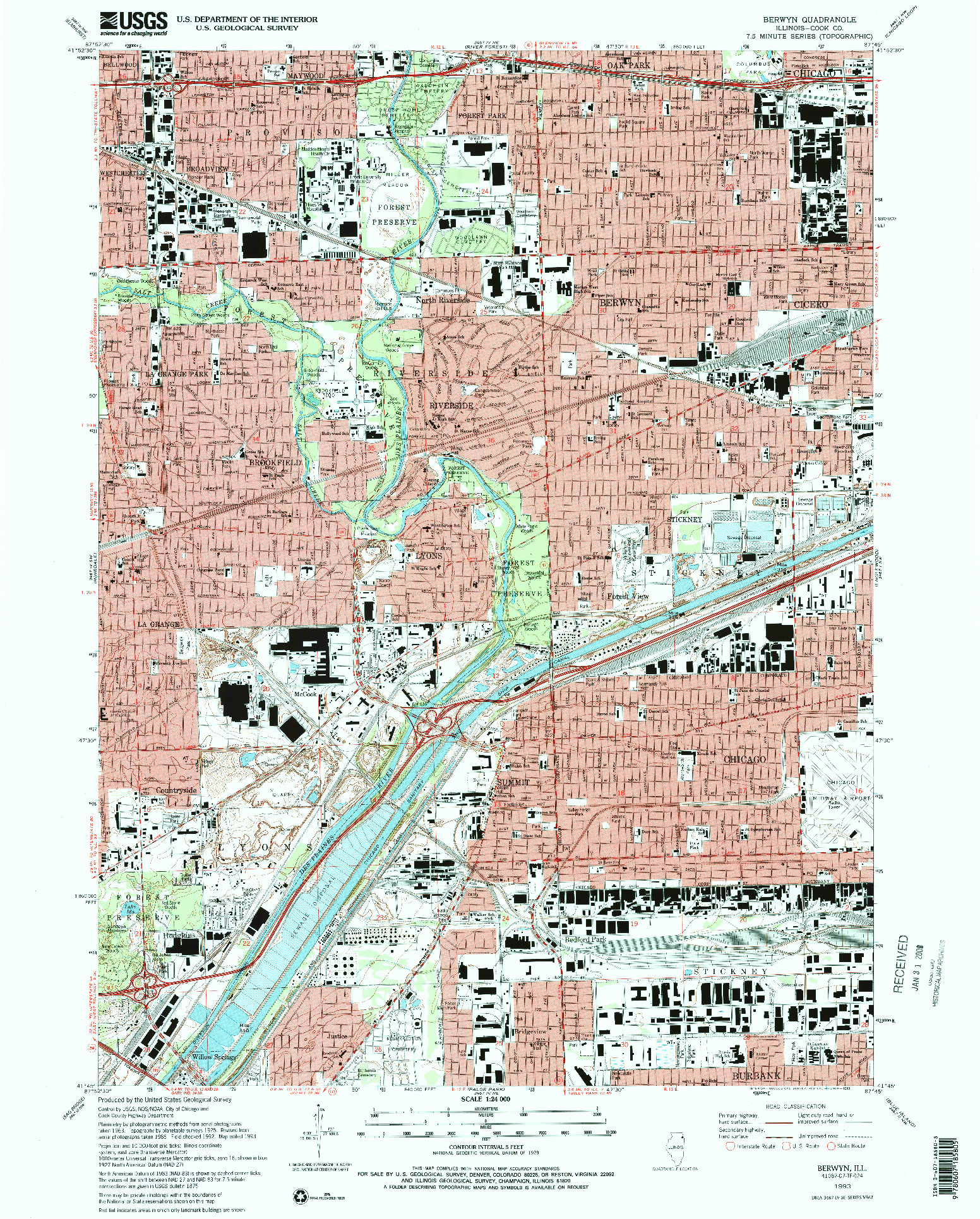 USGS 1:24000-SCALE QUADRANGLE FOR BERWYN, IL 1993