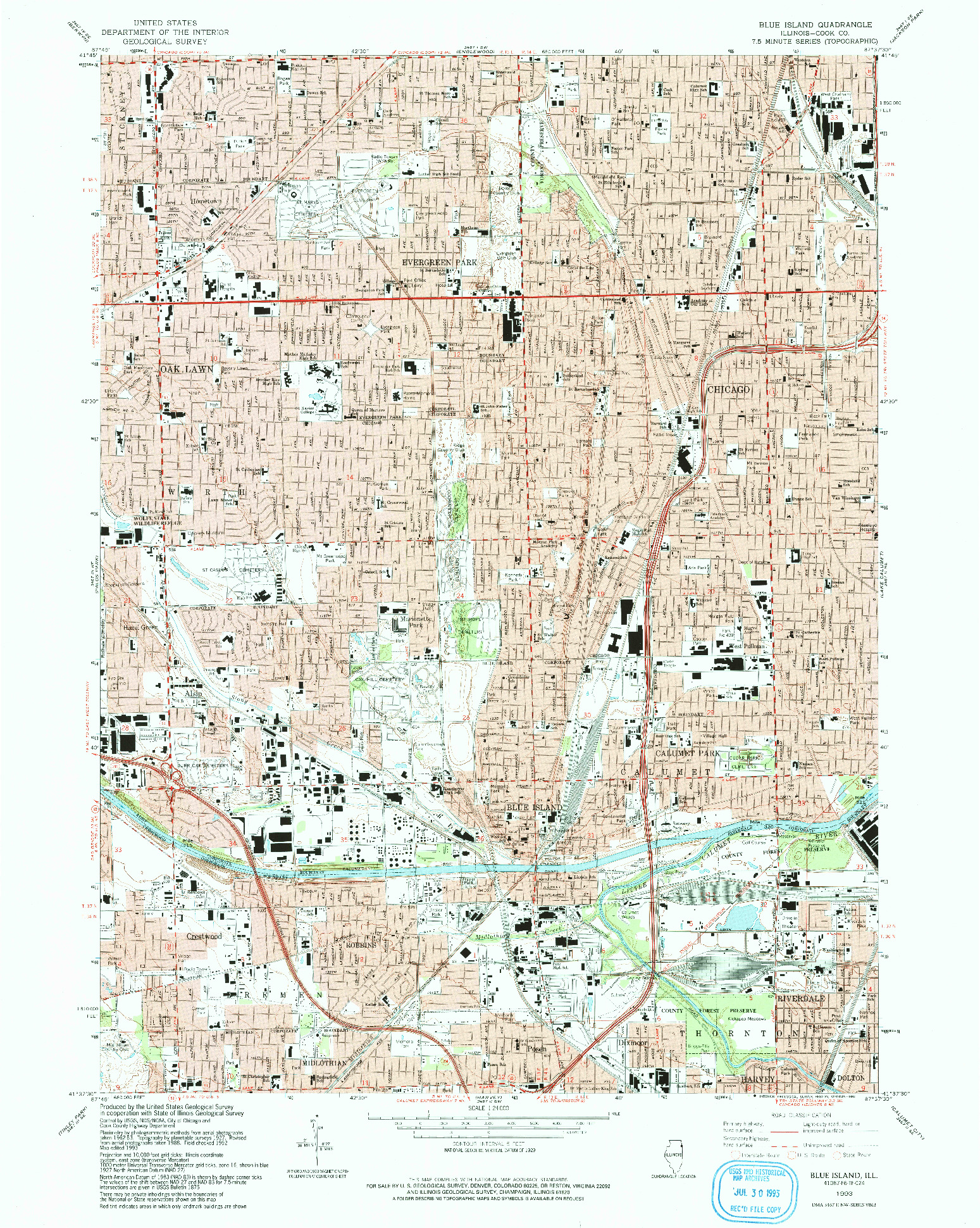 USGS 1:24000-SCALE QUADRANGLE FOR BLUE ISLAND, IL 1993