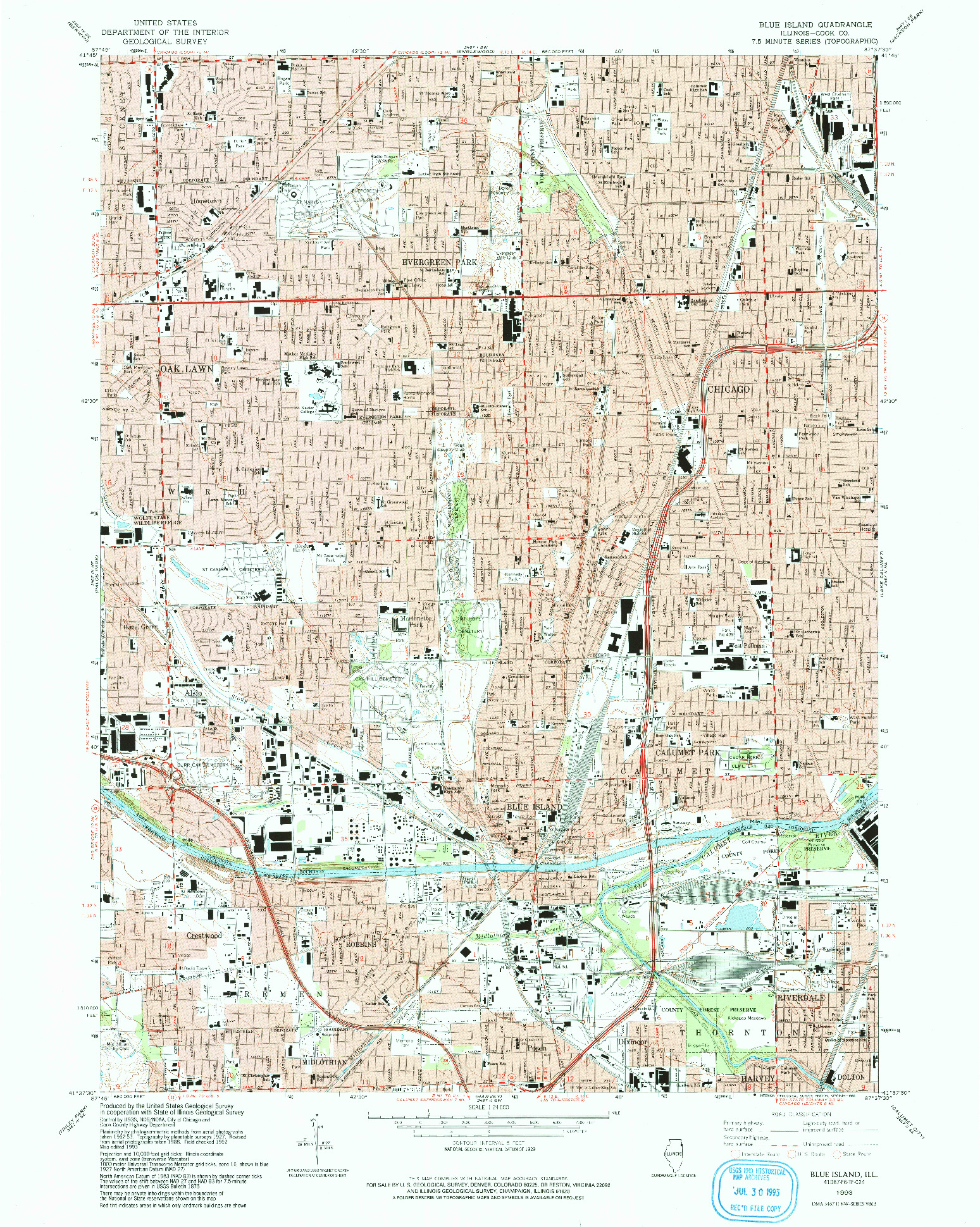 USGS 1:24000-SCALE QUADRANGLE FOR BLUE ISLAND, IL 1993