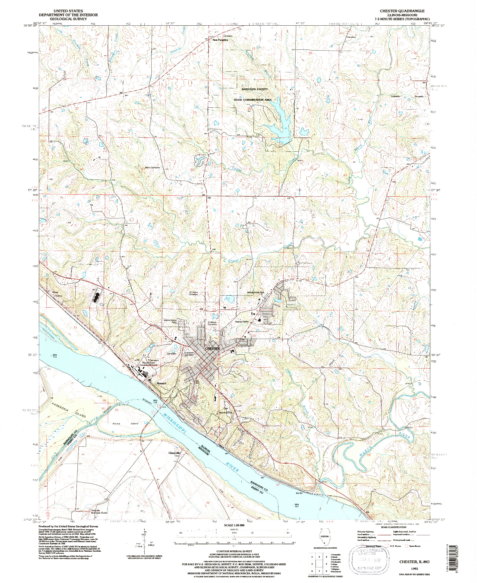 USGS 1:24000-SCALE QUADRANGLE FOR CHESTER, IL 1968