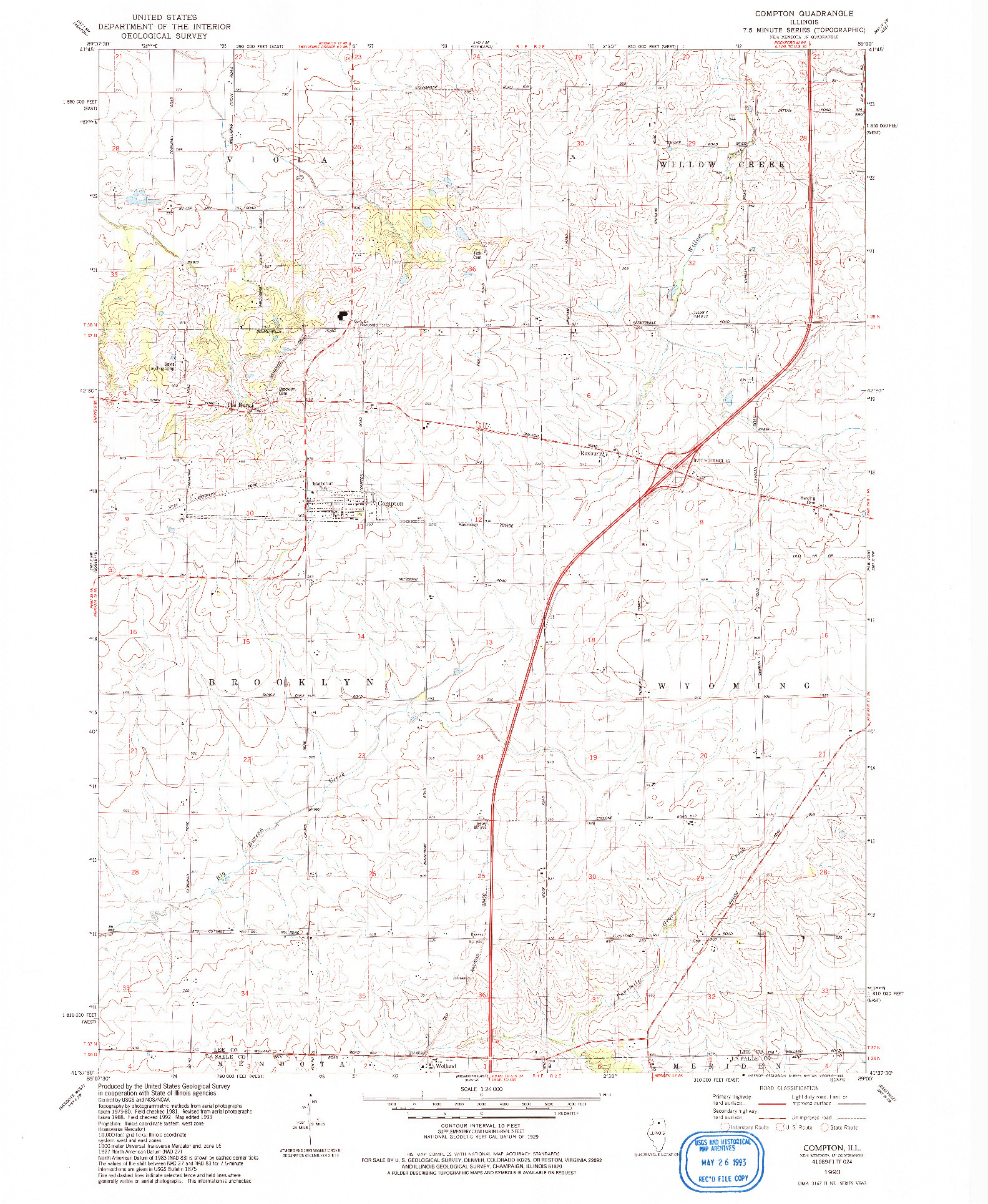 USGS 1:24000-SCALE QUADRANGLE FOR COMPTON, IL 1993