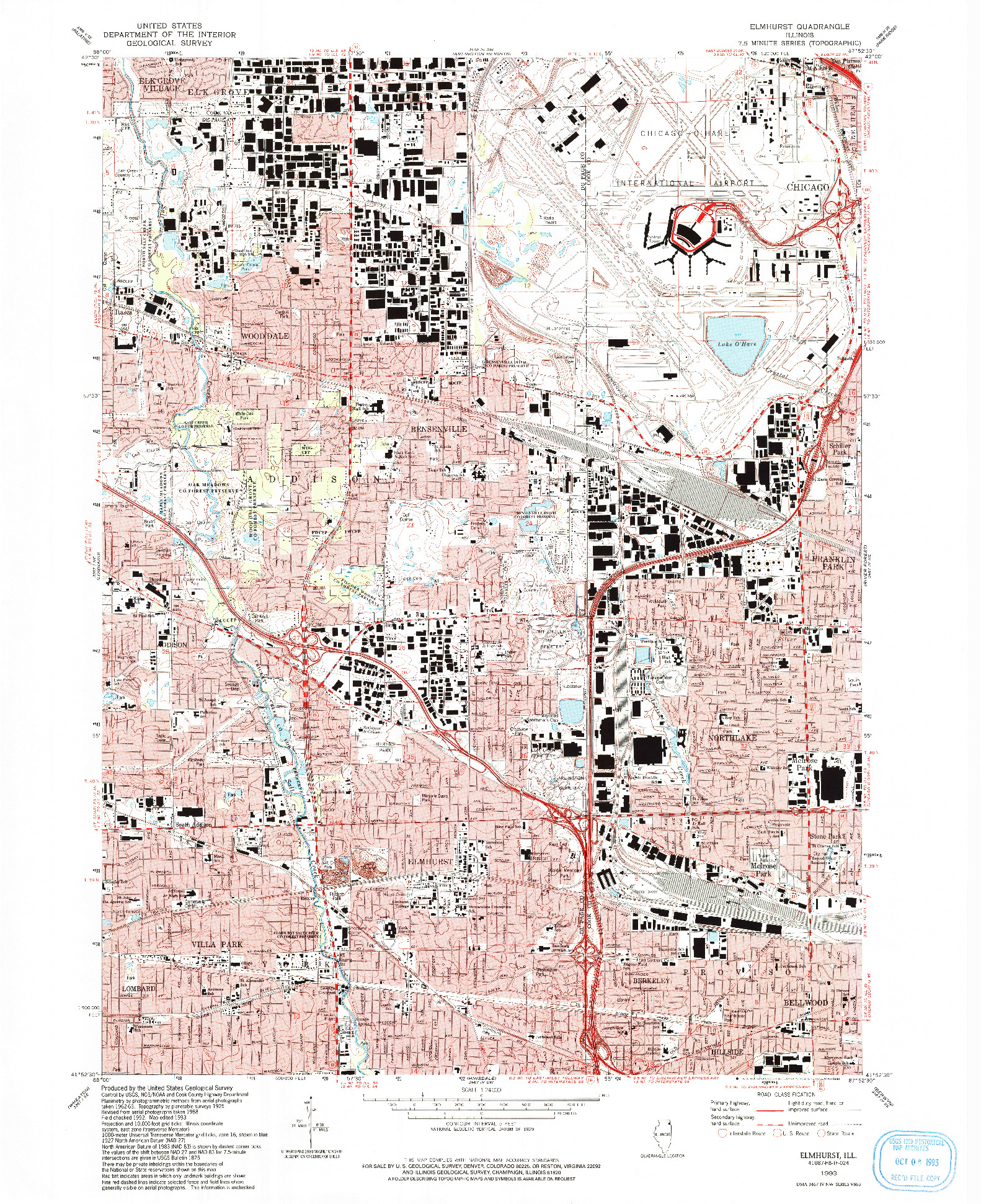 USGS 1:24000-SCALE QUADRANGLE FOR ELMHURST, IL 1993