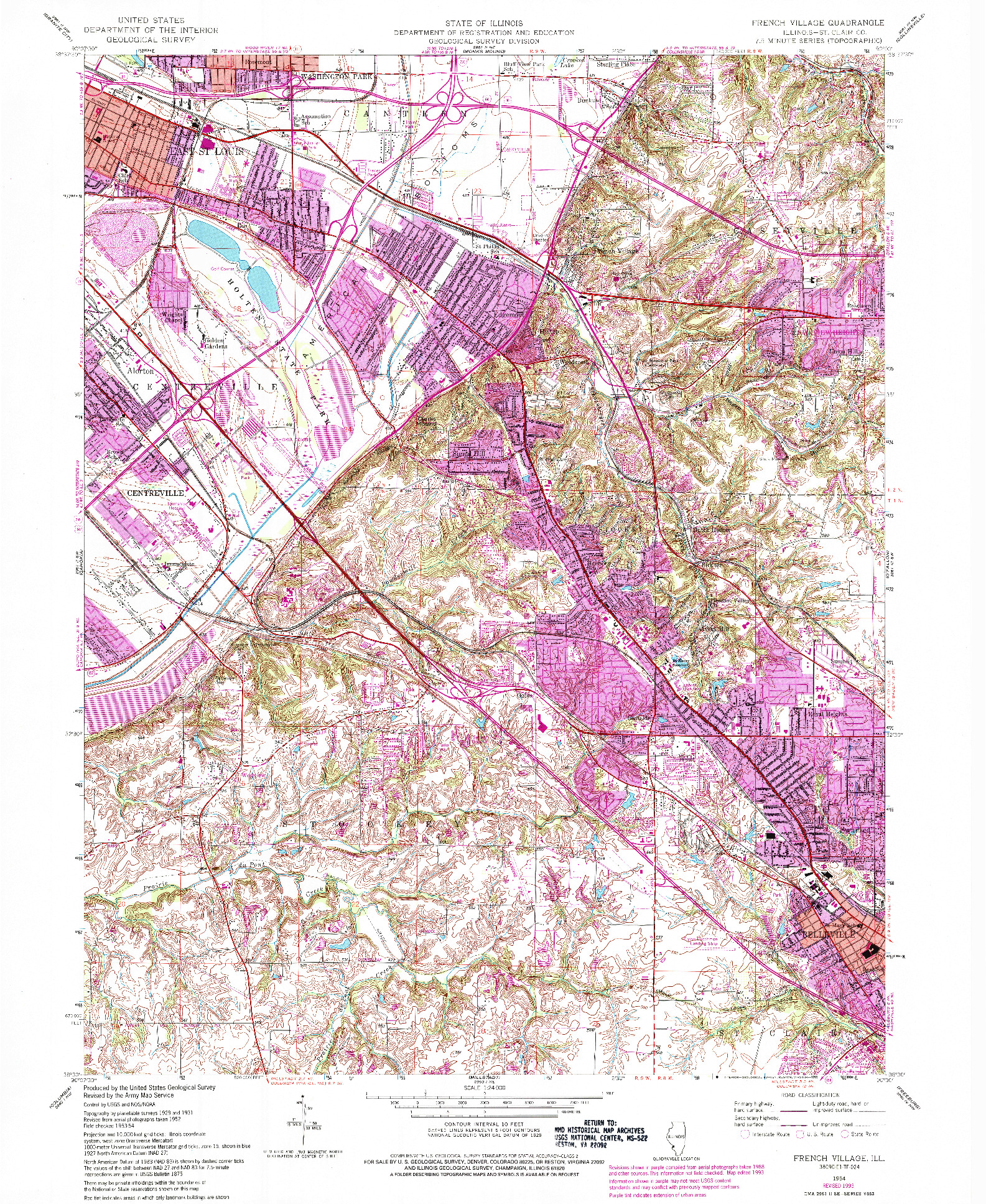 USGS 1:24000-SCALE QUADRANGLE FOR FRENCH VILLAGE, IL 1954