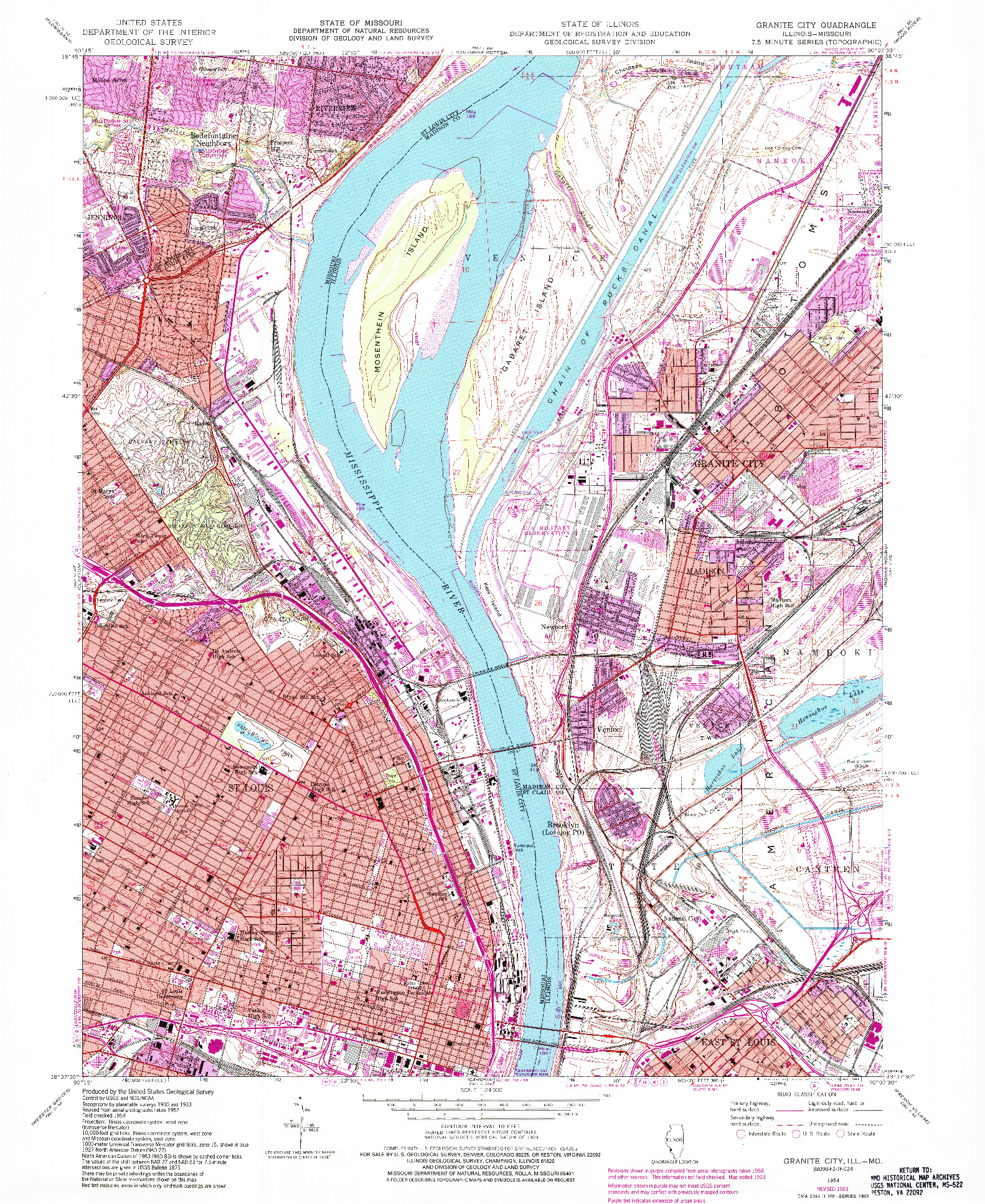 USGS 1:24000-SCALE QUADRANGLE FOR GRANITE CITY, IL 1954