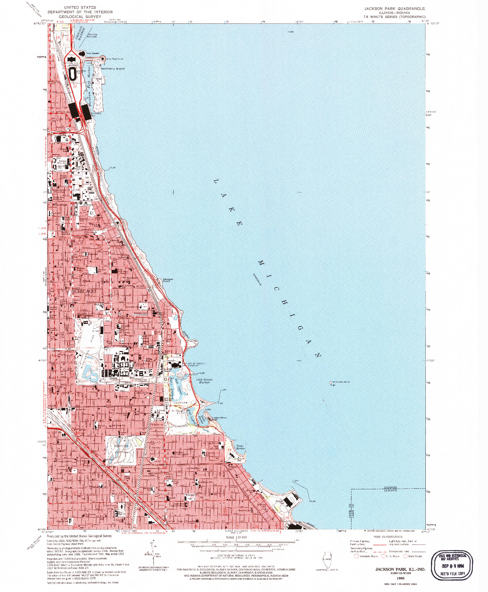 USGS 1:24000-SCALE QUADRANGLE FOR JACKSON PARK, IL 1993