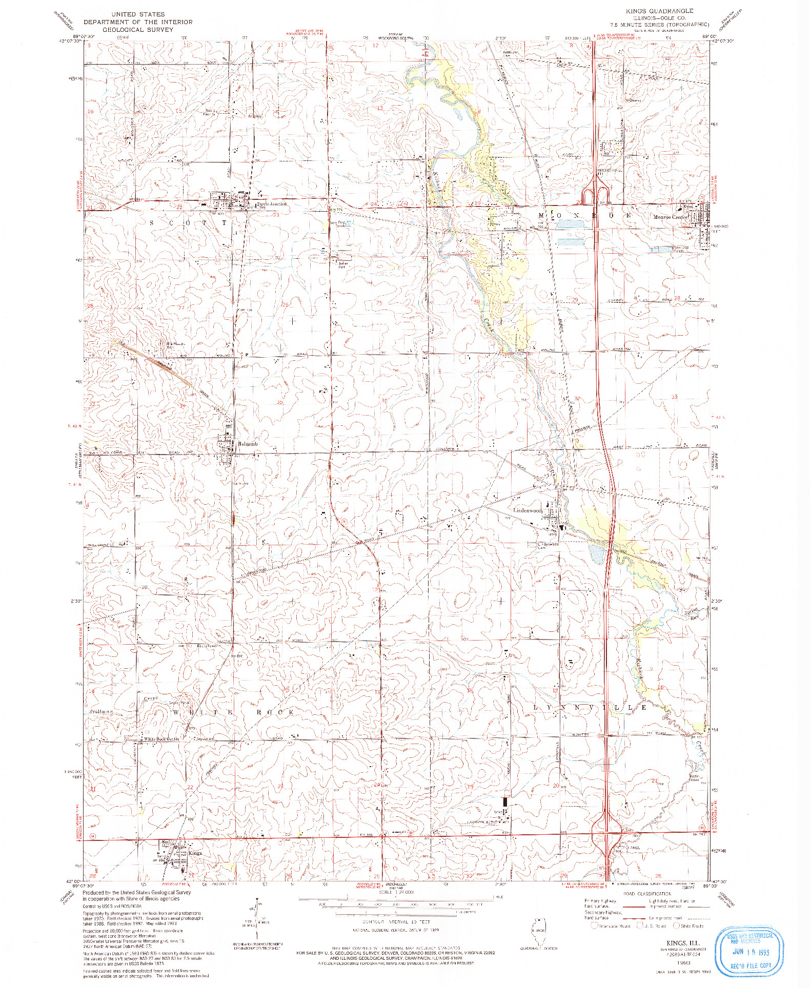USGS 1:24000-SCALE QUADRANGLE FOR KINGS, IL 1993