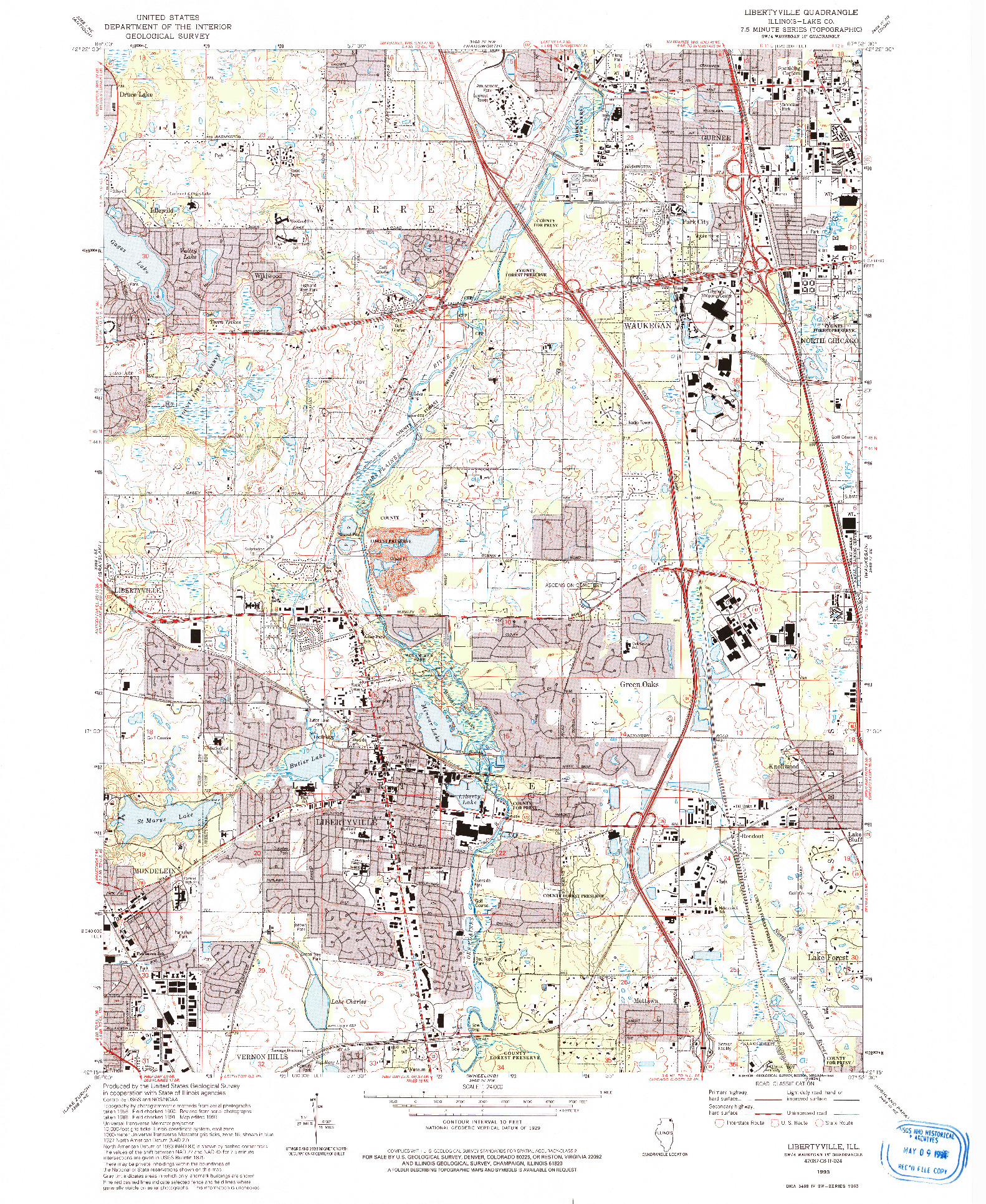 USGS 1:24000-SCALE QUADRANGLE FOR LIBERTYVILLE, IL 1993