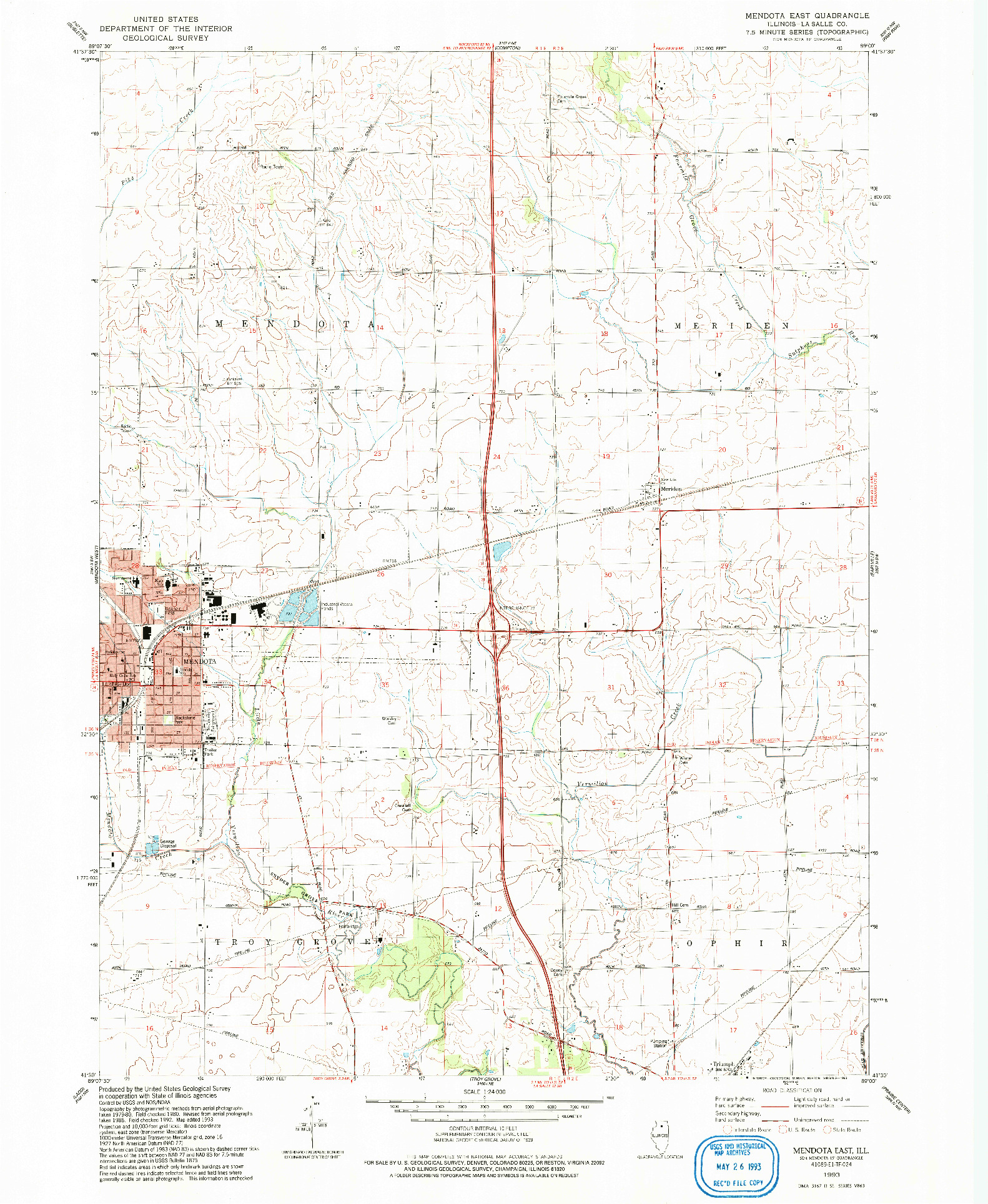 USGS 1:24000-SCALE QUADRANGLE FOR MENDOTA EAST, IL 1993