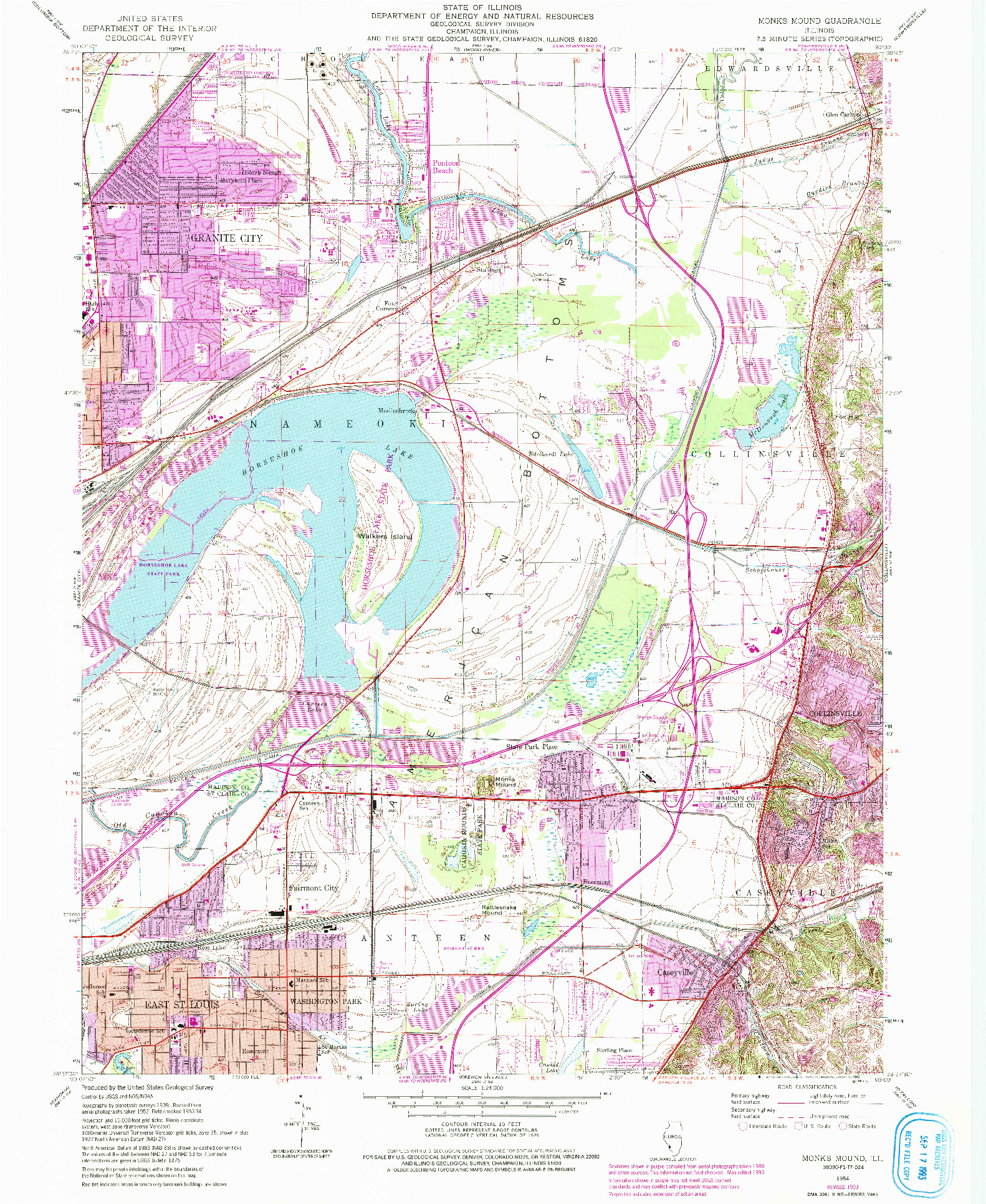 USGS 1:24000-SCALE QUADRANGLE FOR MONKS MOUND, IL 1954