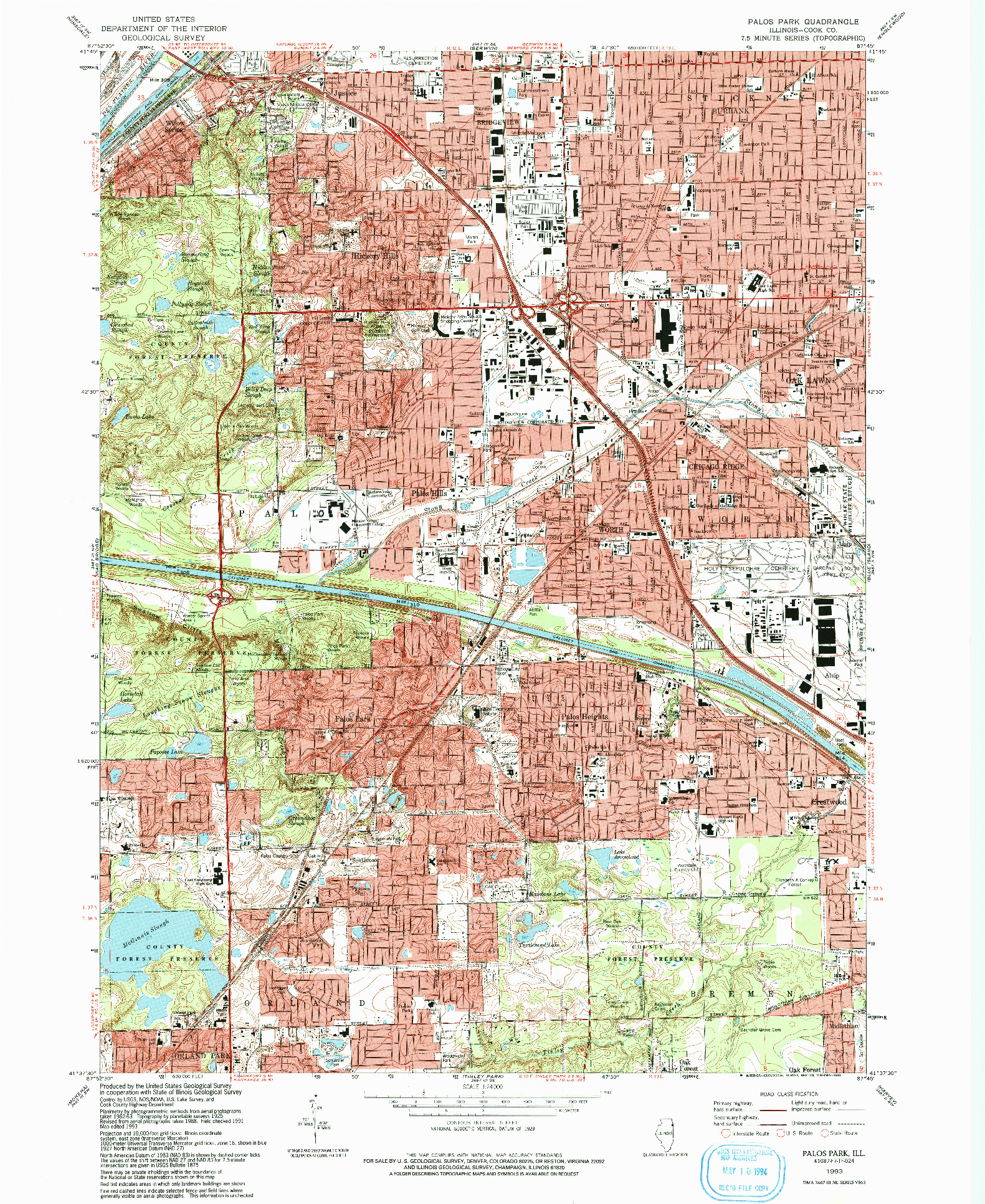 USGS 1:24000-SCALE QUADRANGLE FOR PALOS PARK, IL 1993