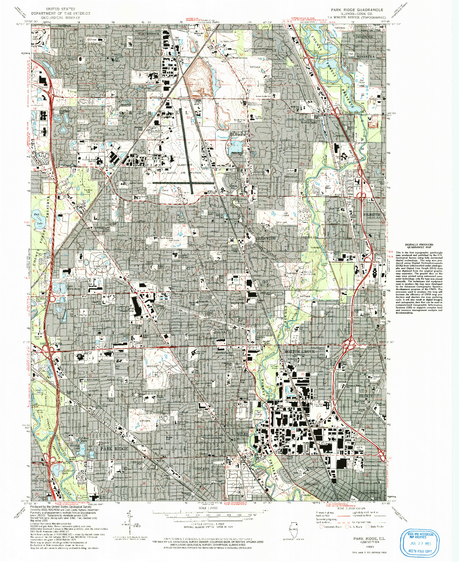 USGS 1:24000-SCALE QUADRANGLE FOR PARK RIDGE, IL 1993