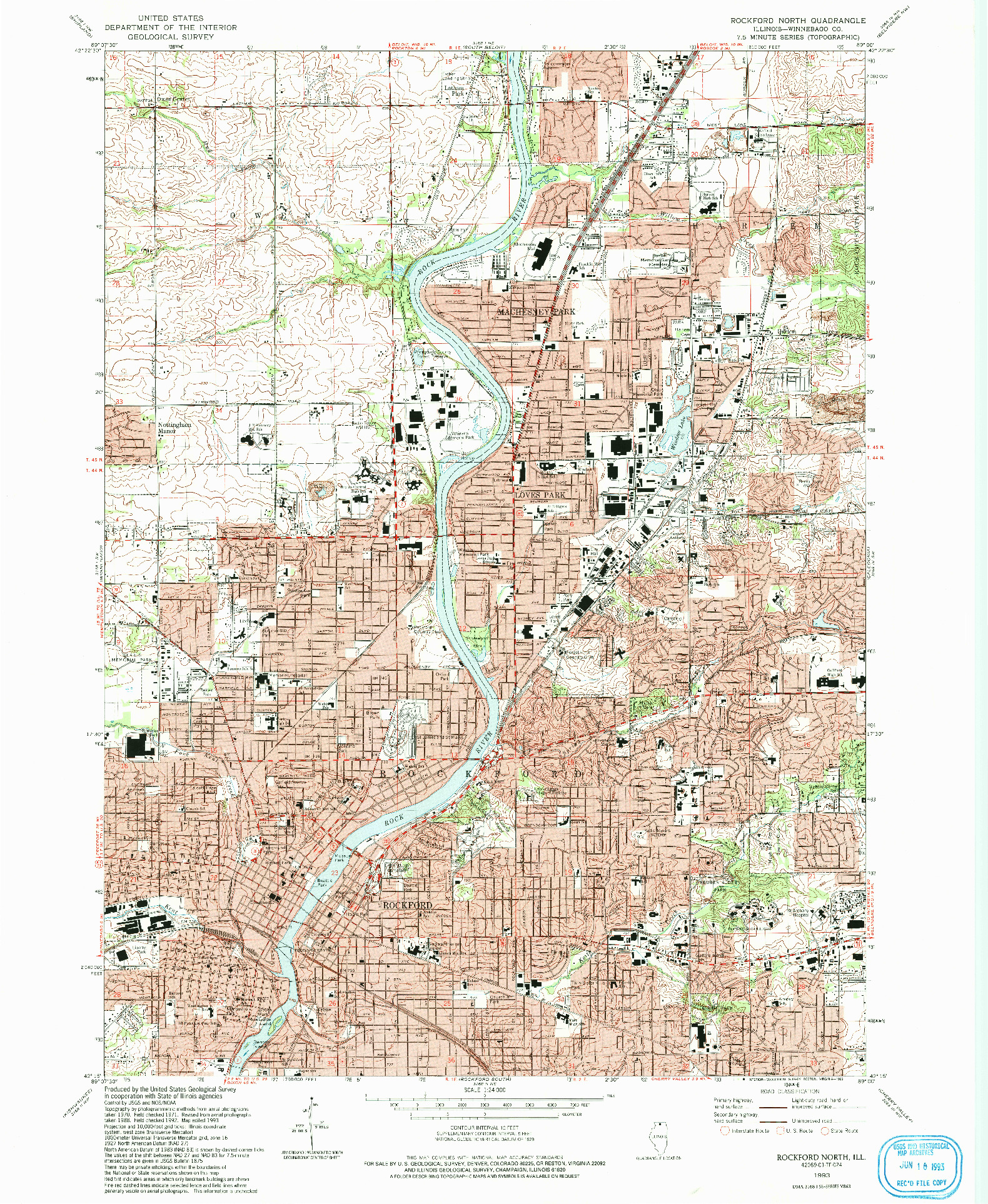 USGS 1:24000-SCALE QUADRANGLE FOR ROCKFORD NORTH, IL 1993