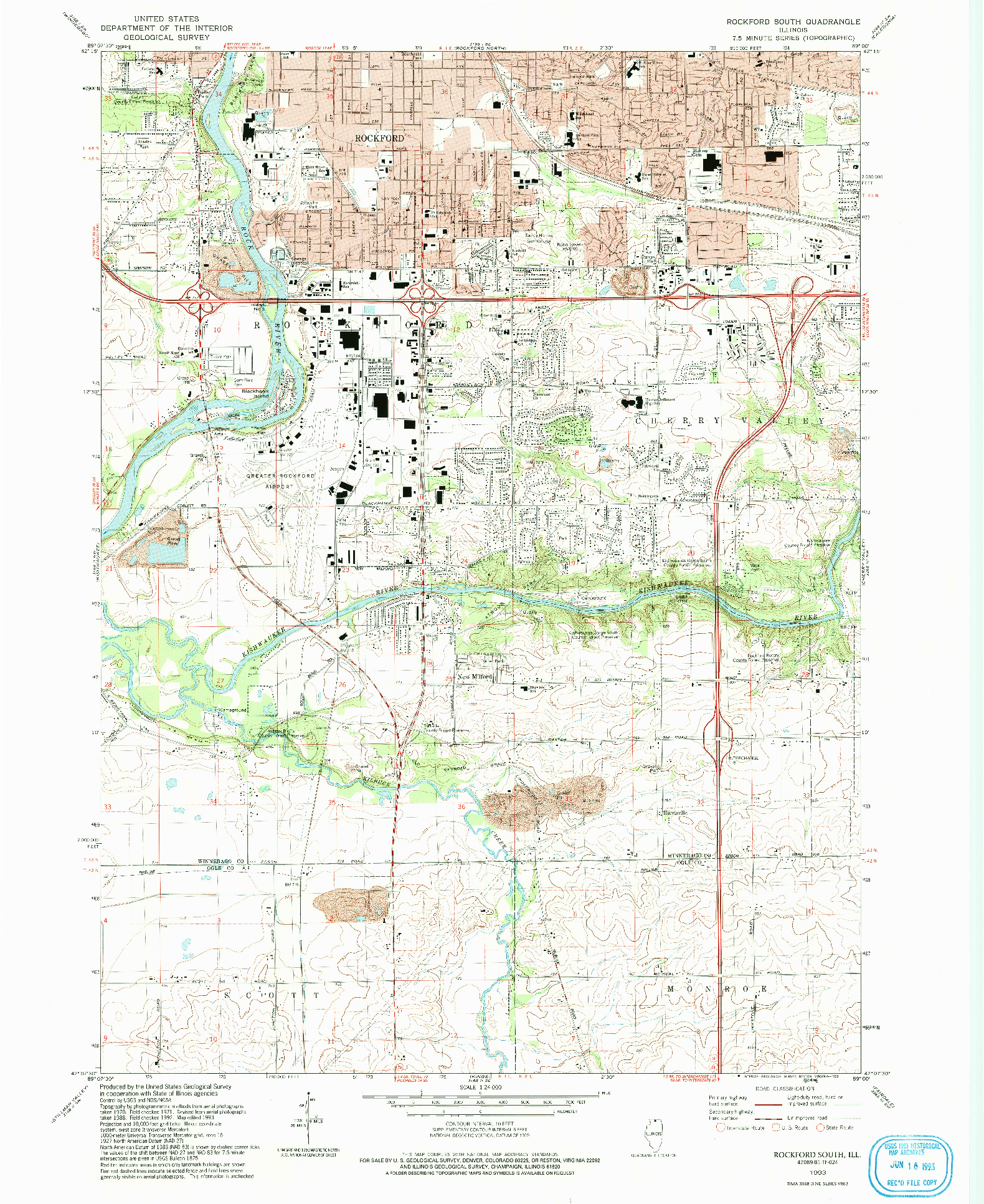 USGS 1:24000-SCALE QUADRANGLE FOR ROCKFORD SOUTH, IL 1993