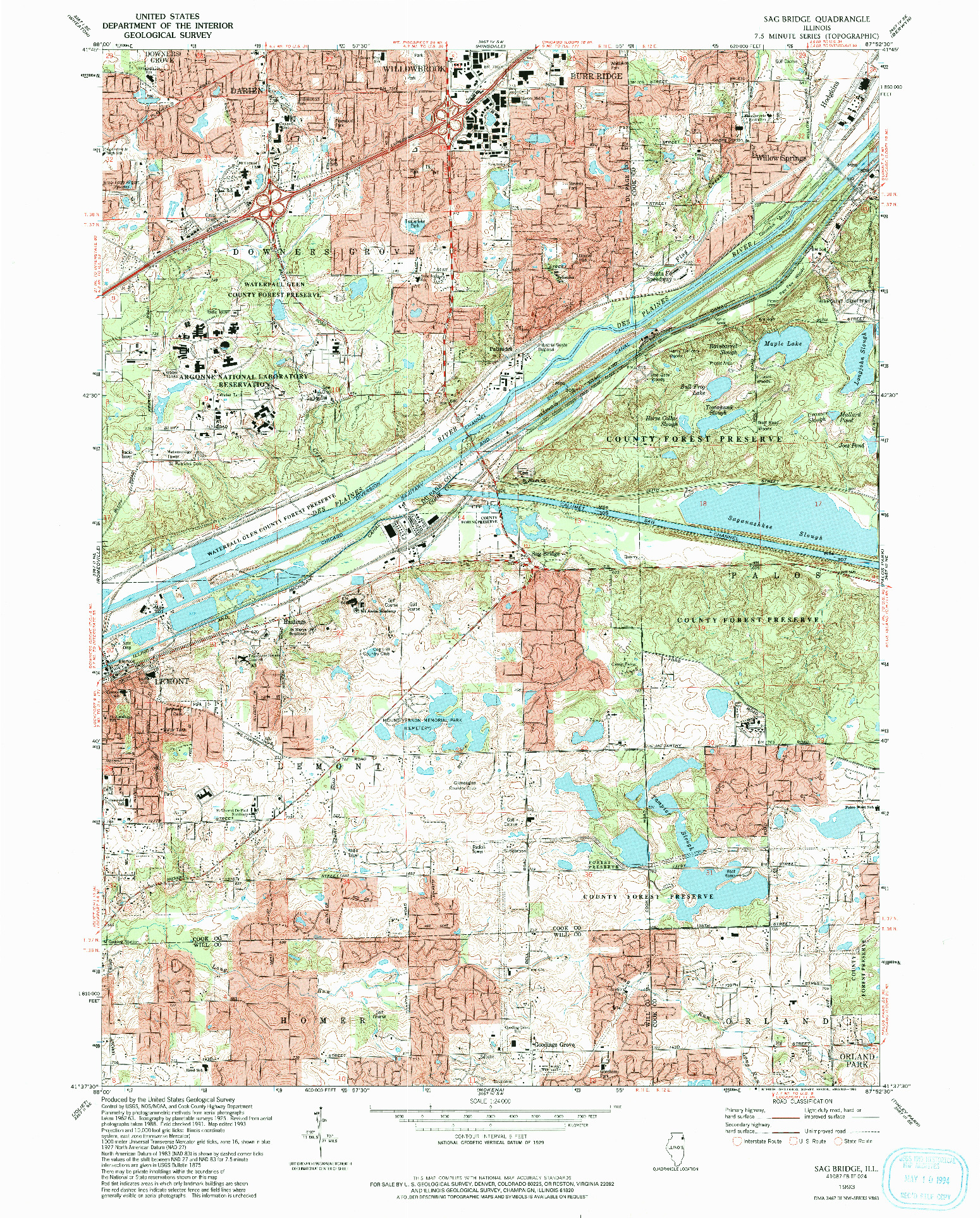 USGS 1:24000-SCALE QUADRANGLE FOR SAG BRIDGE, IL 1993