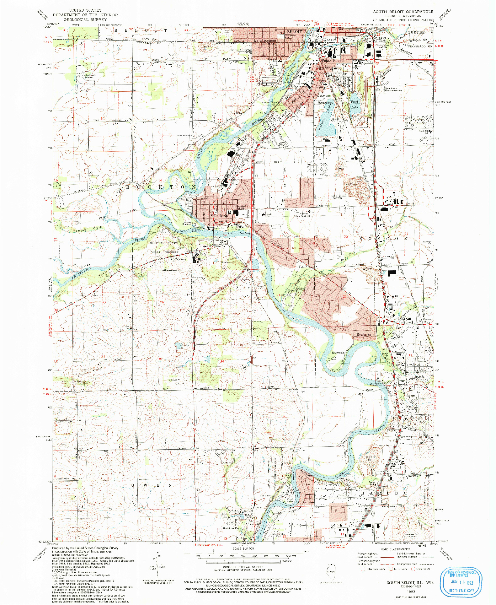 USGS 1:24000-SCALE QUADRANGLE FOR SOUTH BELOIT, IL 1993
