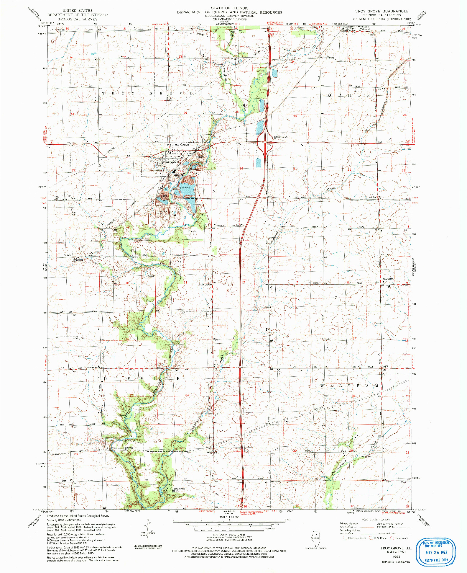 USGS 1:24000-SCALE QUADRANGLE FOR TROY GROVE, IL 1993