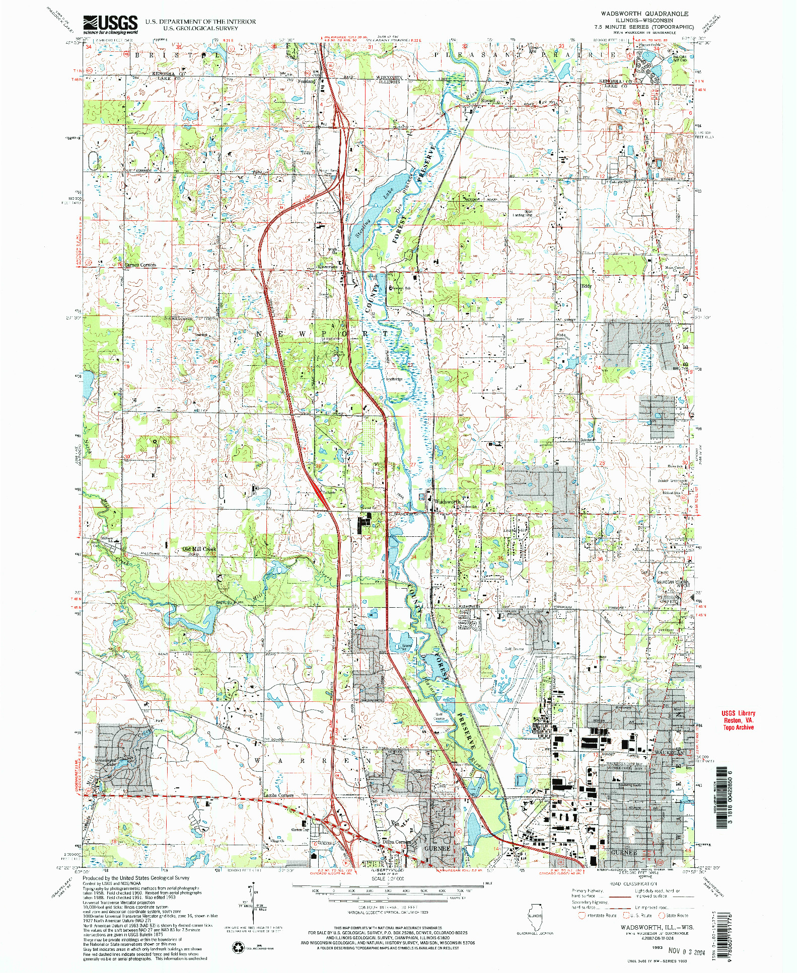 USGS 1:24000-SCALE QUADRANGLE FOR WADSWORTH, IL 1993