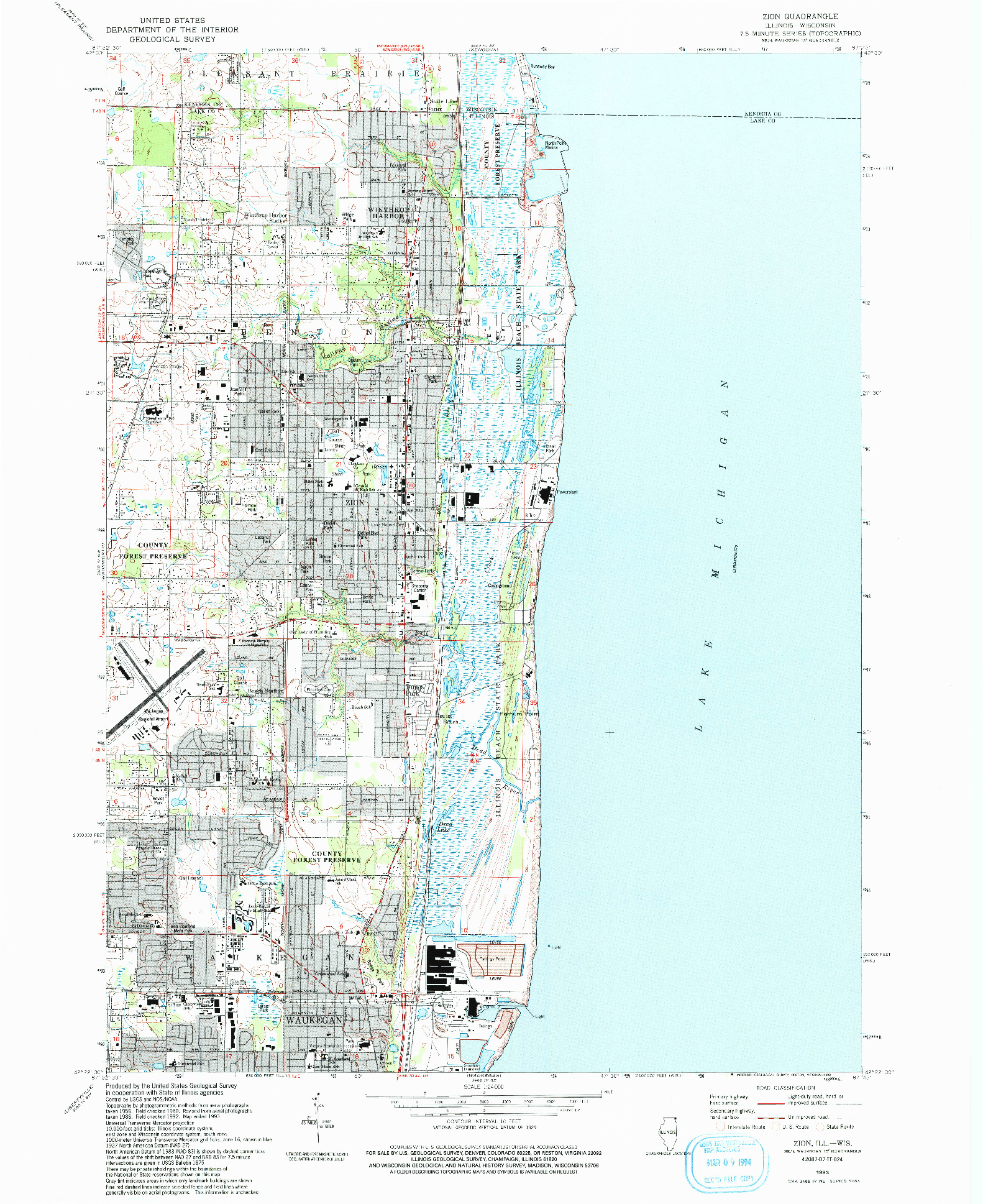 USGS 1:24000-SCALE QUADRANGLE FOR ZION, IL 1993