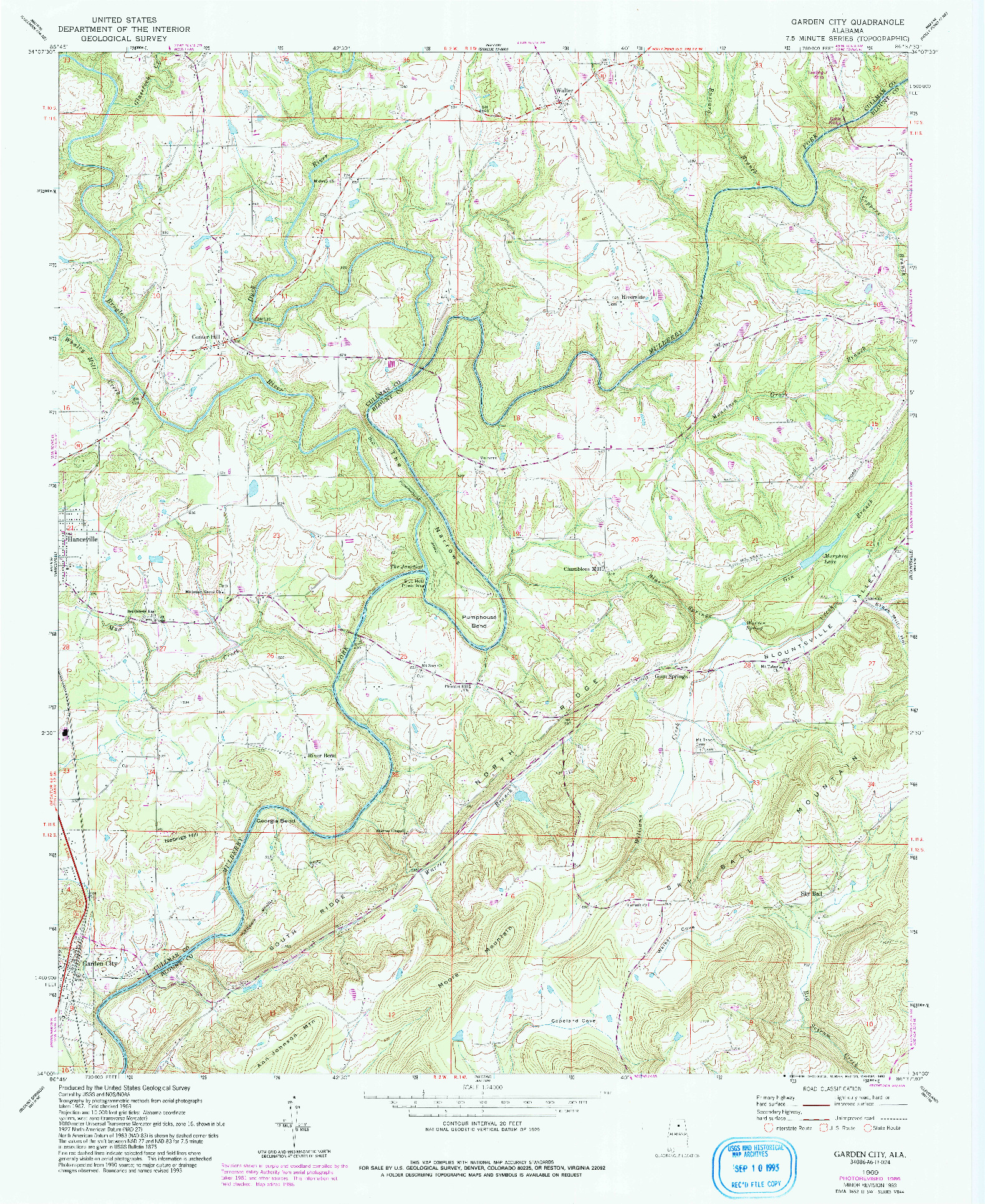 USGS 1:24000-SCALE QUADRANGLE FOR GARDEN CITY, AL 1969