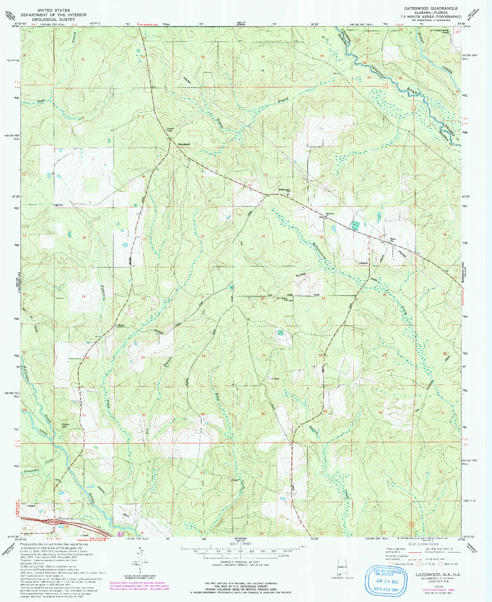 USGS 1:24000-SCALE QUADRANGLE FOR GATESWOOD, AL 1978