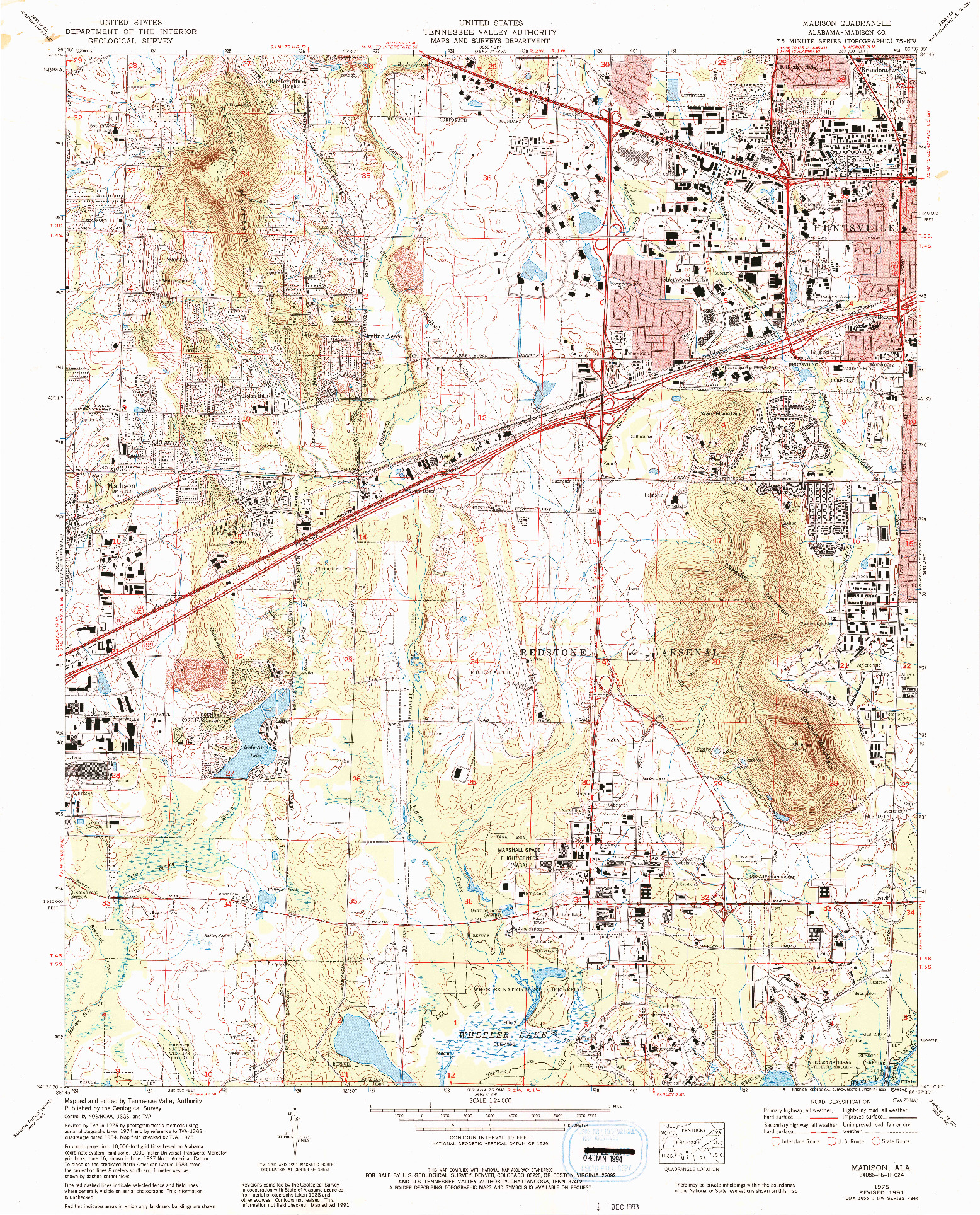 USGS 1:24000-SCALE QUADRANGLE FOR MADISON, AL 1975