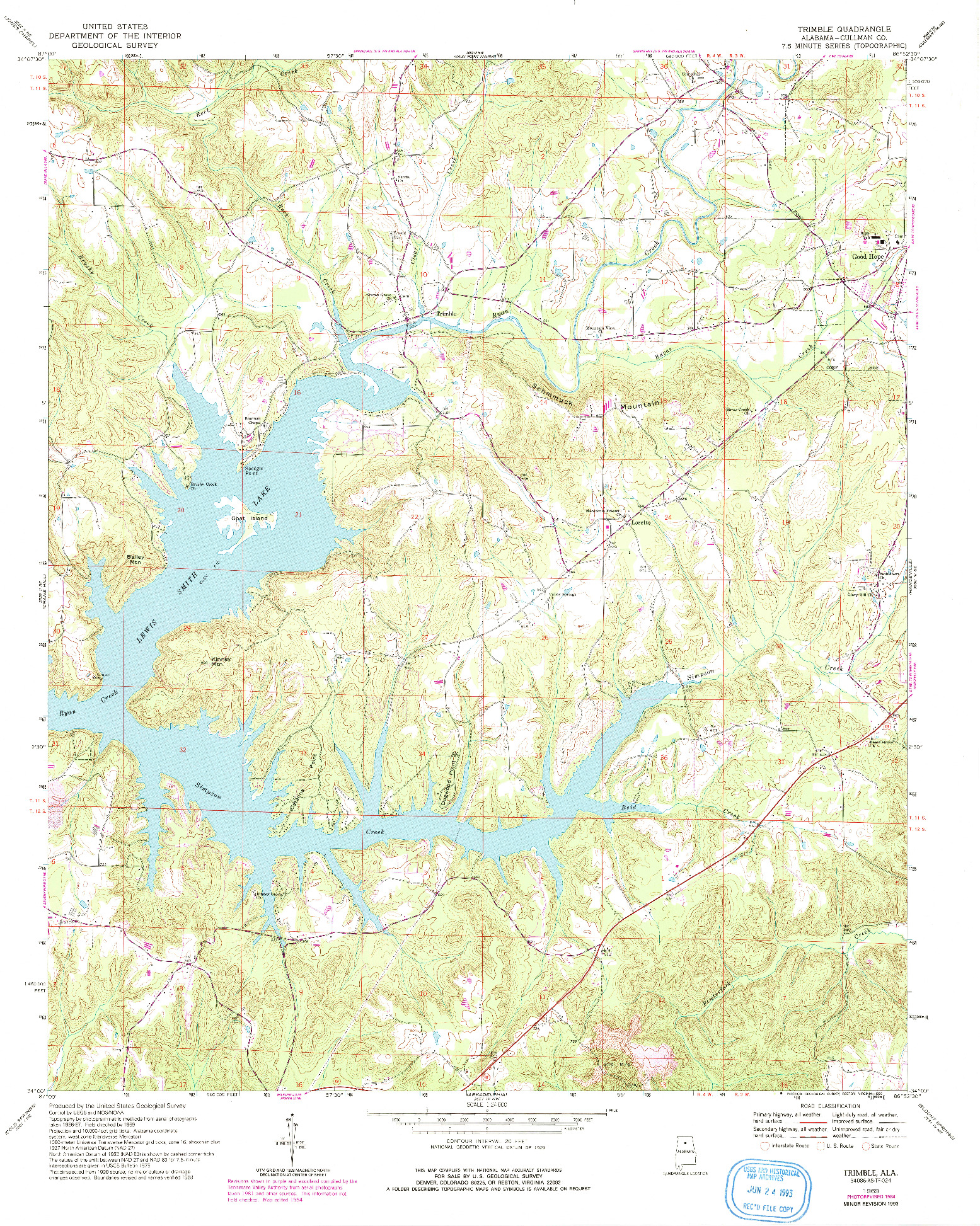 USGS 1:24000-SCALE QUADRANGLE FOR TRIMBLE, AL 1969