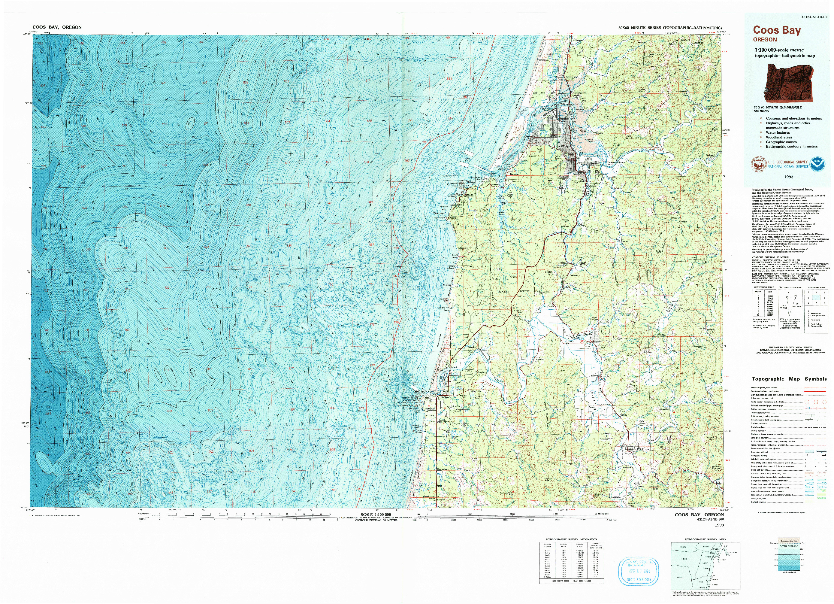 USGS 1:100000-SCALE QUADRANGLE FOR COOS BAY, OR 1993