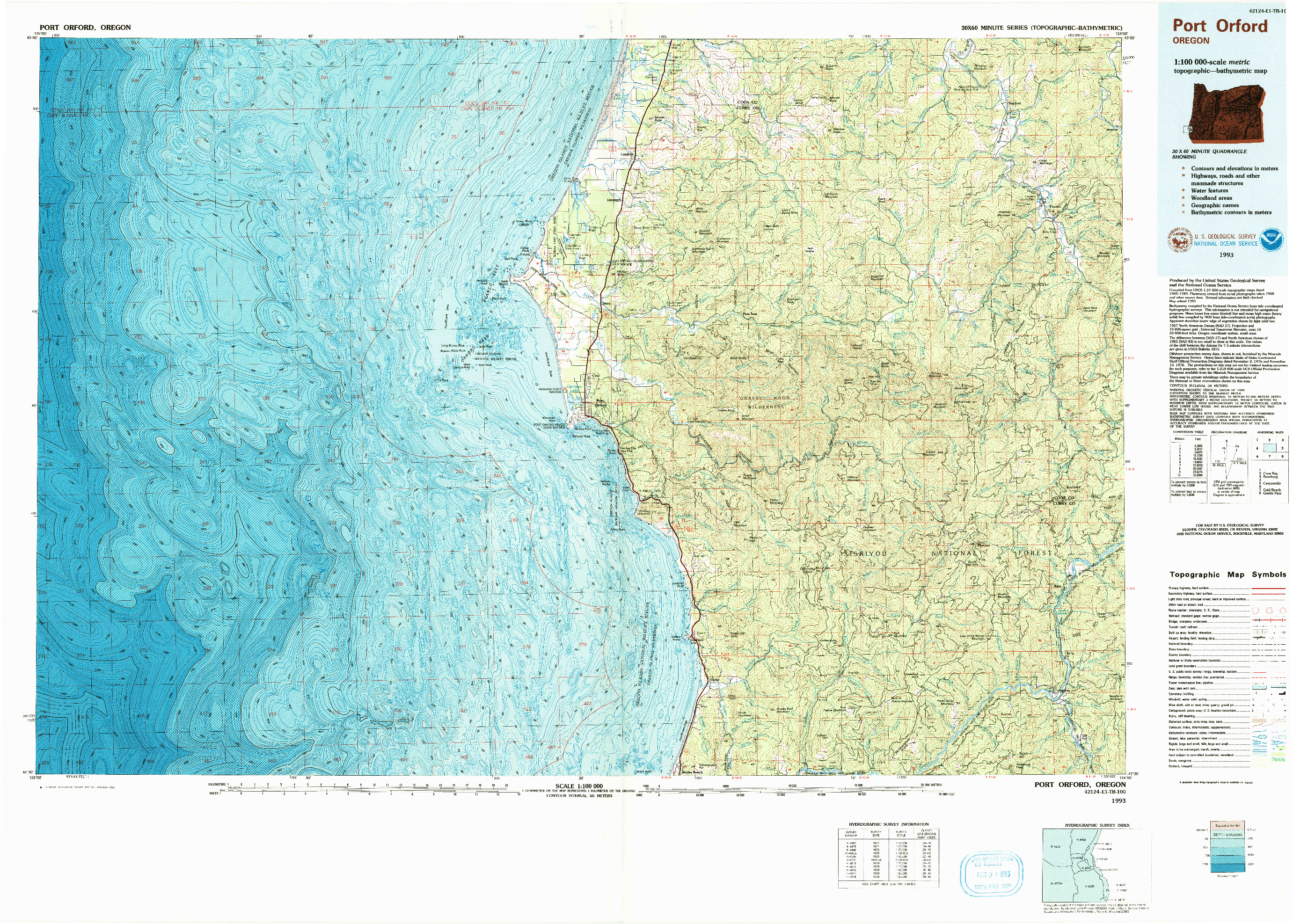 USGS 1:100000-SCALE QUADRANGLE FOR PORT ORFORD, OR 1992