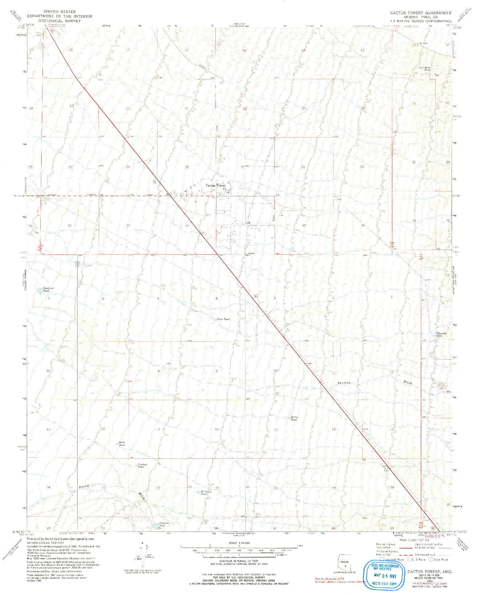 USGS 1:24000-SCALE QUADRANGLE FOR CACTUS FOREST, AZ 1966