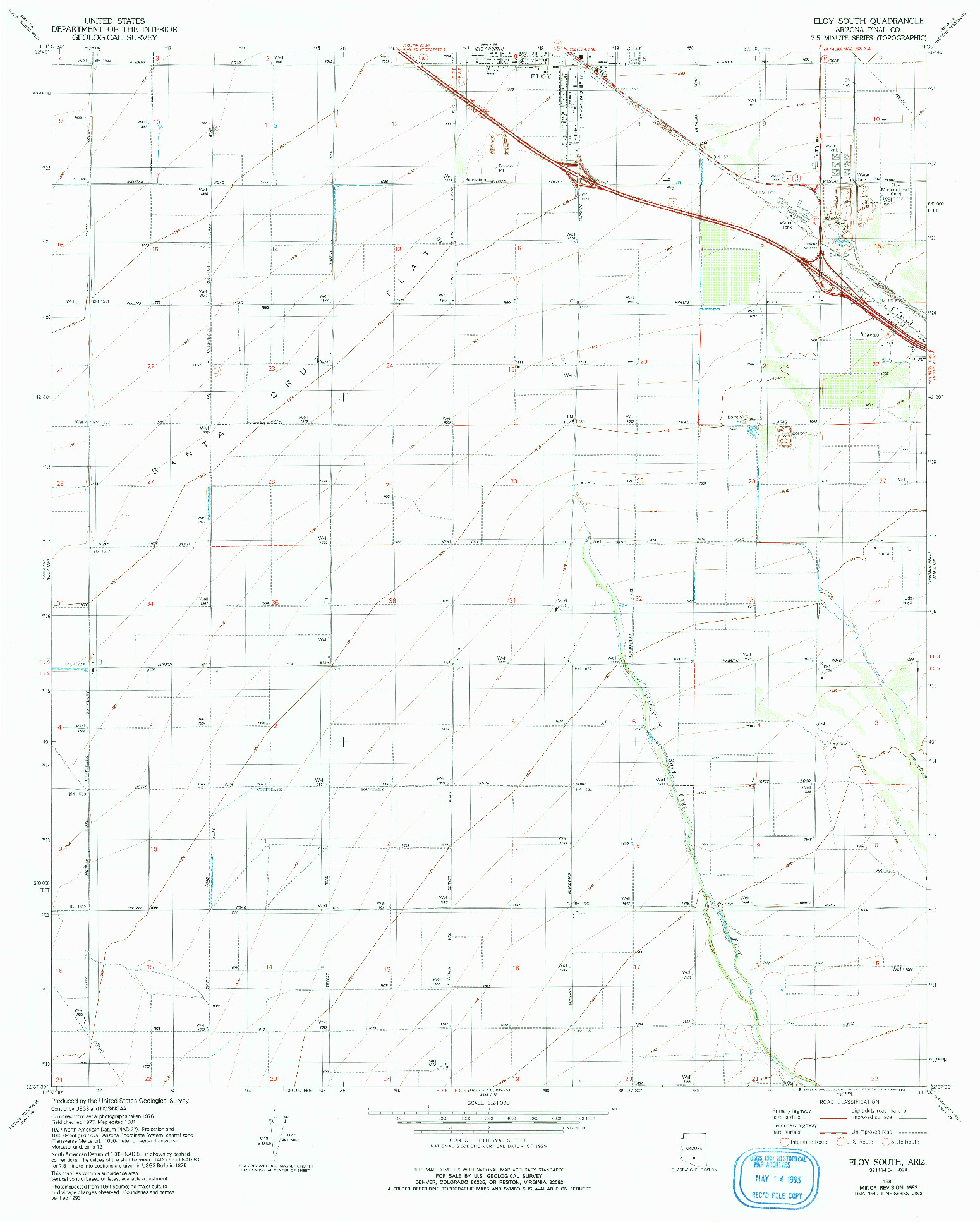 USGS 1:24000-SCALE QUADRANGLE FOR ELOY SOUTH, AZ 1981