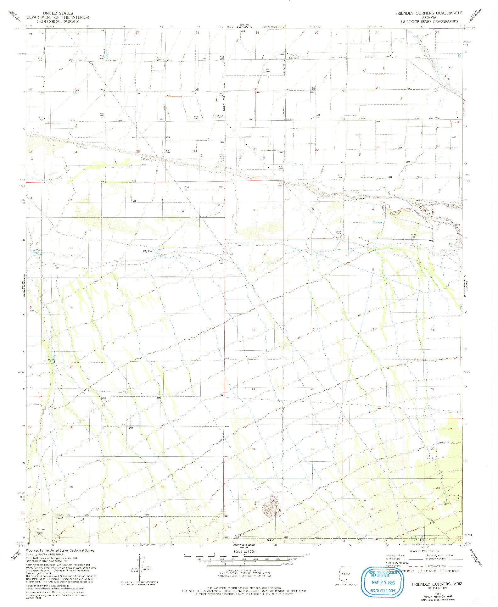 USGS 1:24000-SCALE QUADRANGLE FOR FRIENDLY CORNERS, AZ 1981