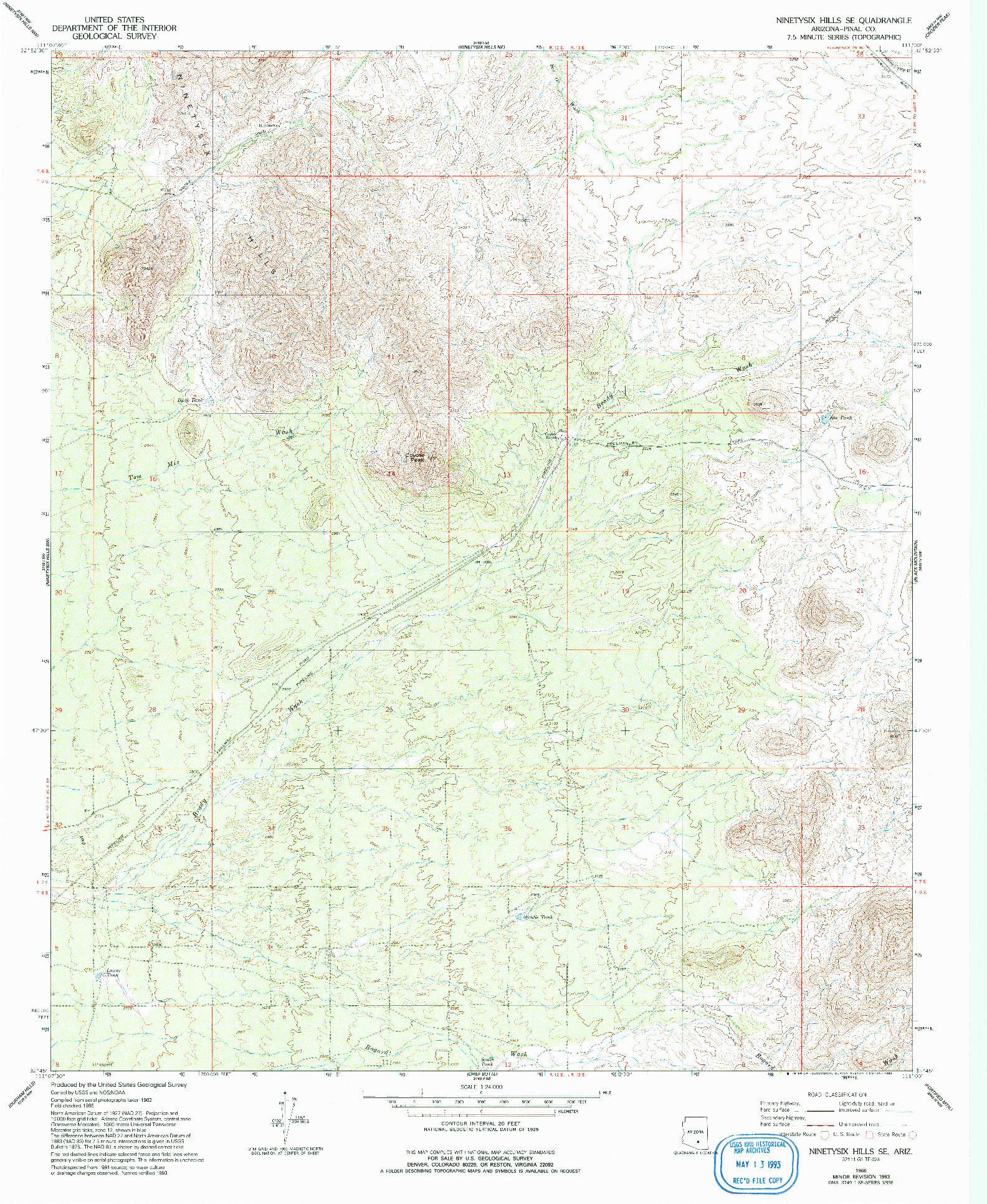 USGS 1:24000-SCALE QUADRANGLE FOR NINETYSIX HILLS SE, AZ 1966