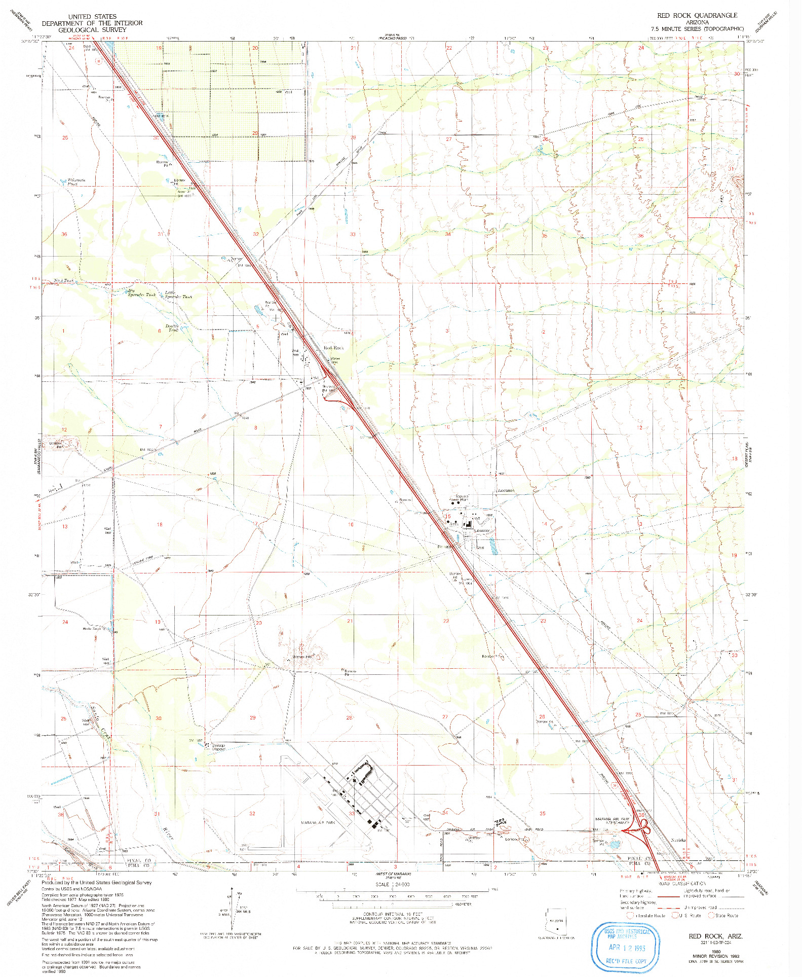 USGS 1:24000-SCALE QUADRANGLE FOR RED ROCK, AZ 1980