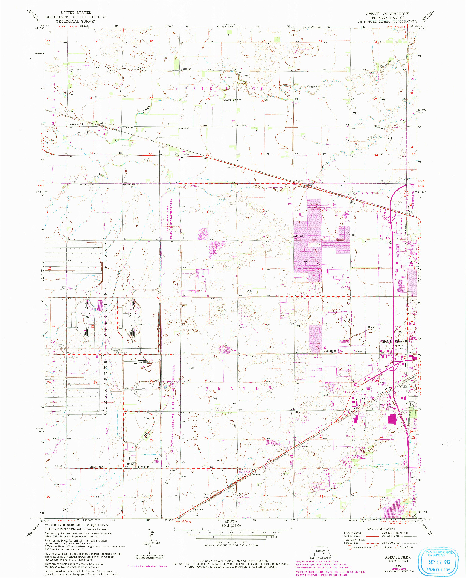 USGS 1:24000-SCALE QUADRANGLE FOR ABBOTT, NE 1962