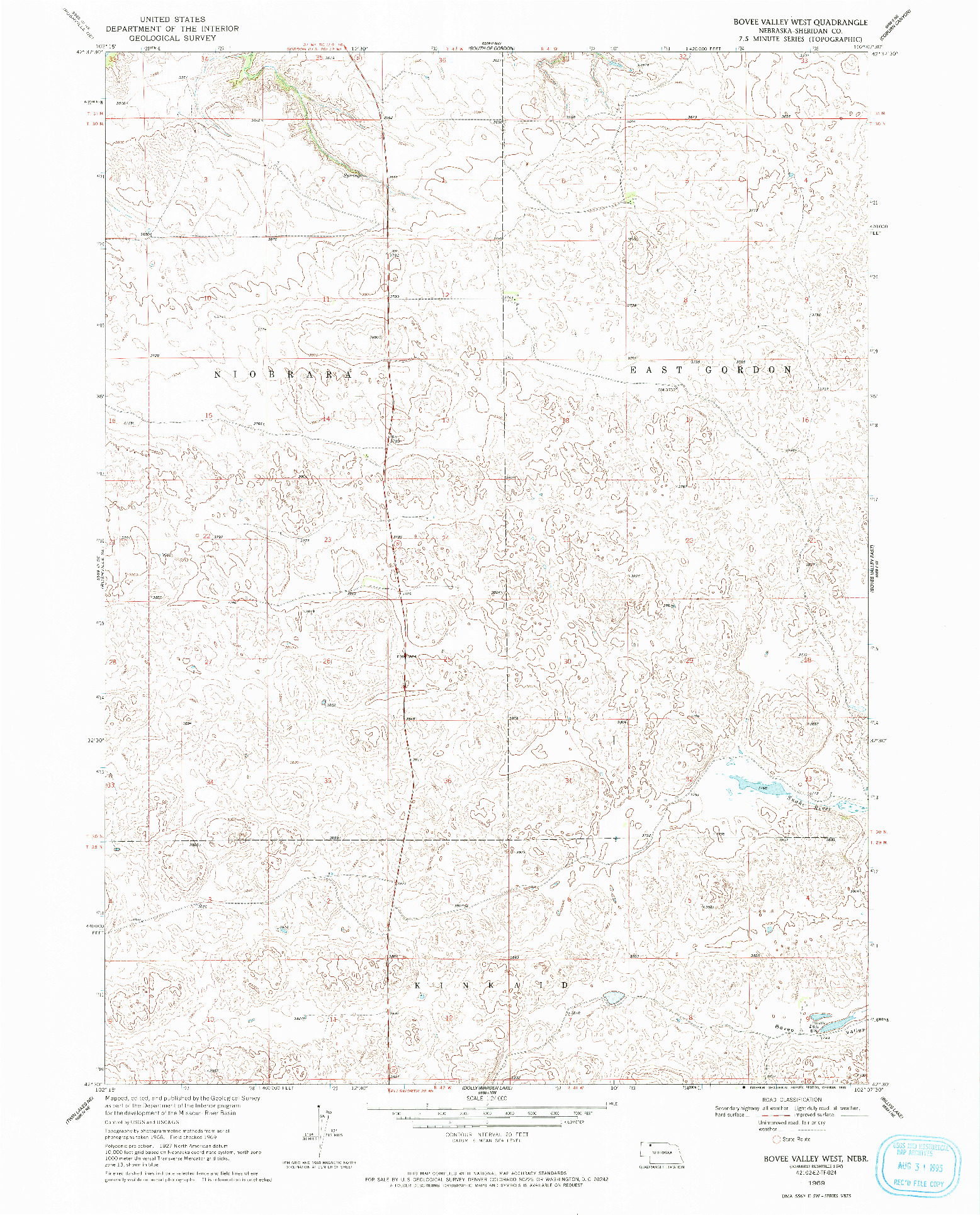 USGS 1:24000-SCALE QUADRANGLE FOR BOVEE VALLEY WEST, NE 1969