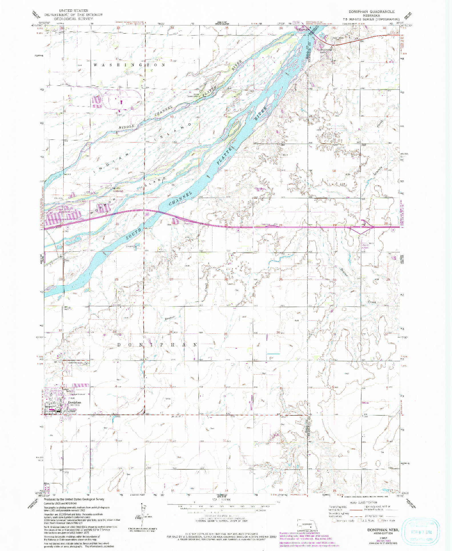 USGS 1:24000-SCALE QUADRANGLE FOR DONIPHAN, NE 1962