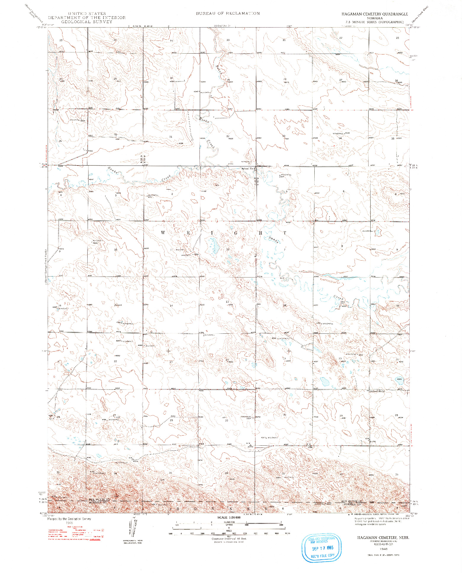 USGS 1:24000-SCALE QUADRANGLE FOR HAGAMAN CEMETERY, NE 1948