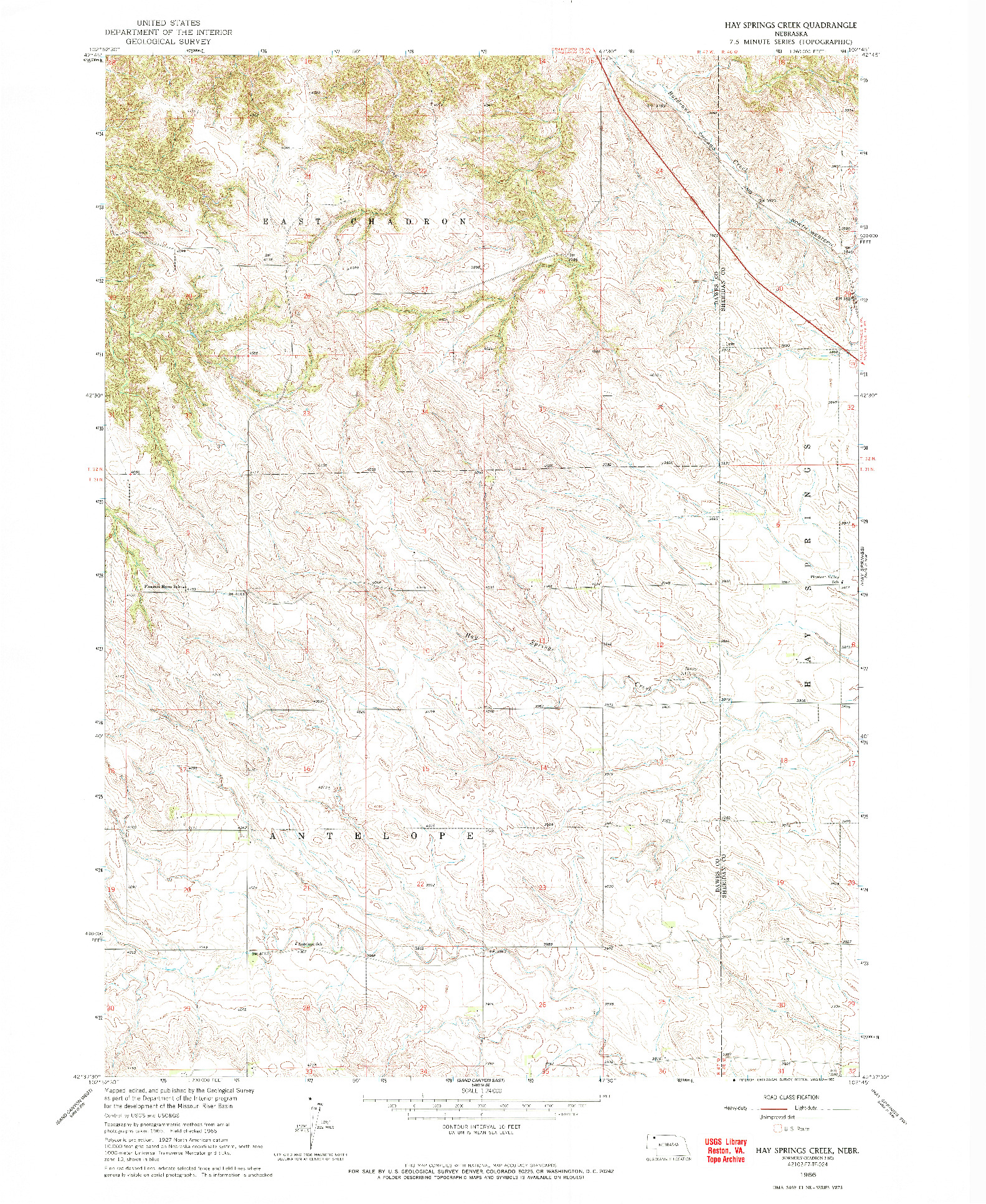 USGS 1:24000-SCALE QUADRANGLE FOR HAY SPRINGS CREEK, NE 1966