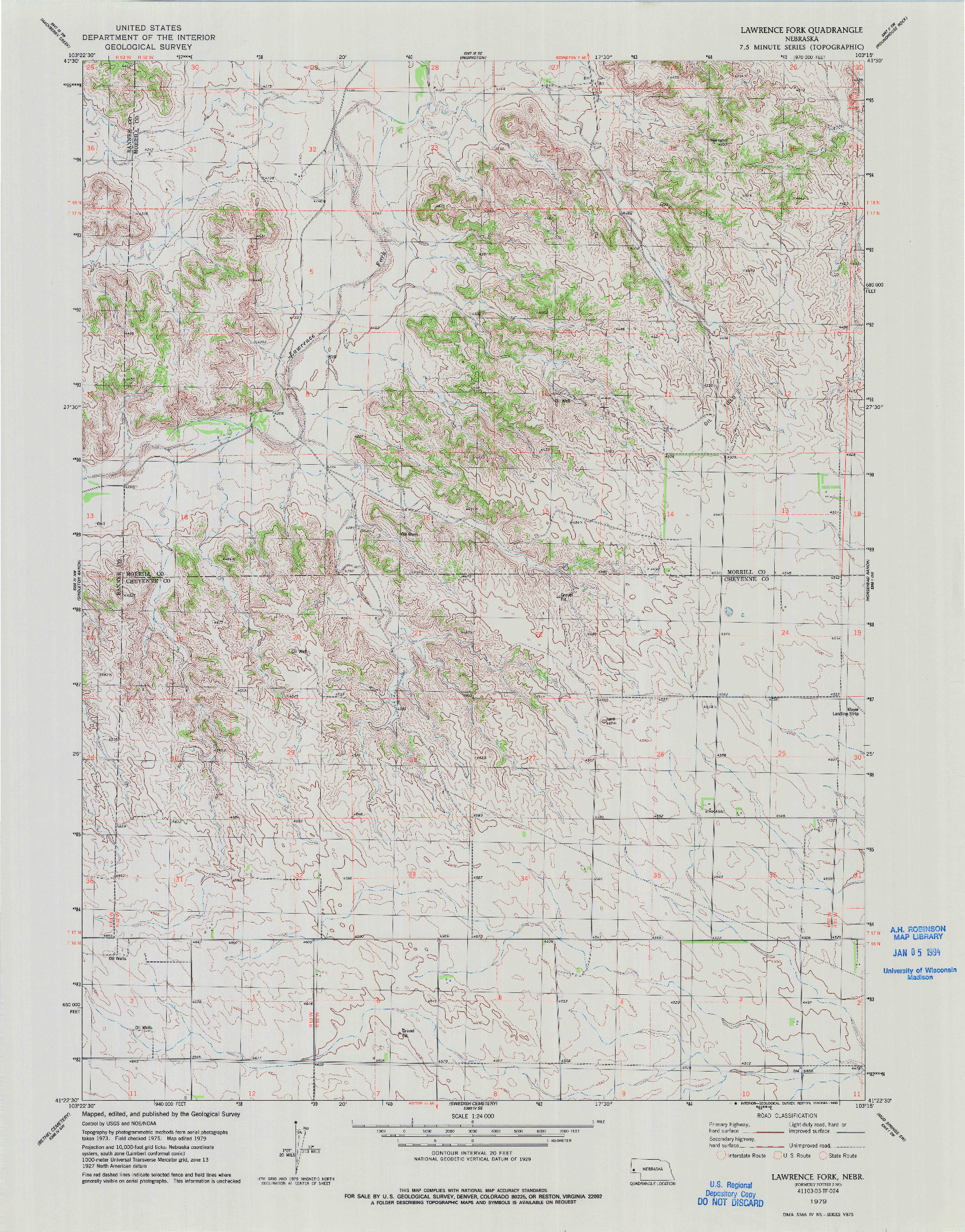 USGS 1:24000-SCALE QUADRANGLE FOR LAWRENCE FORK, NE 1979