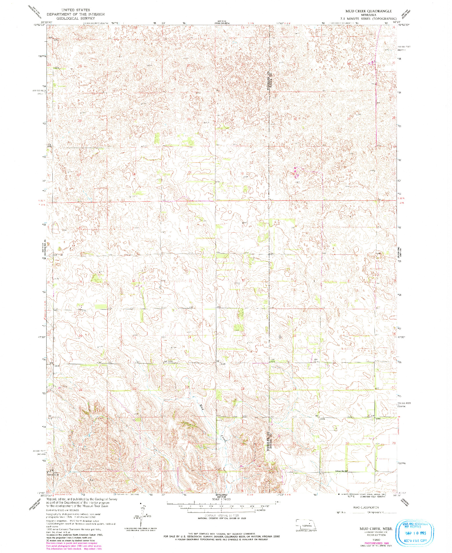 USGS 1:24000-SCALE QUADRANGLE FOR MUD CREEK, NE 1960