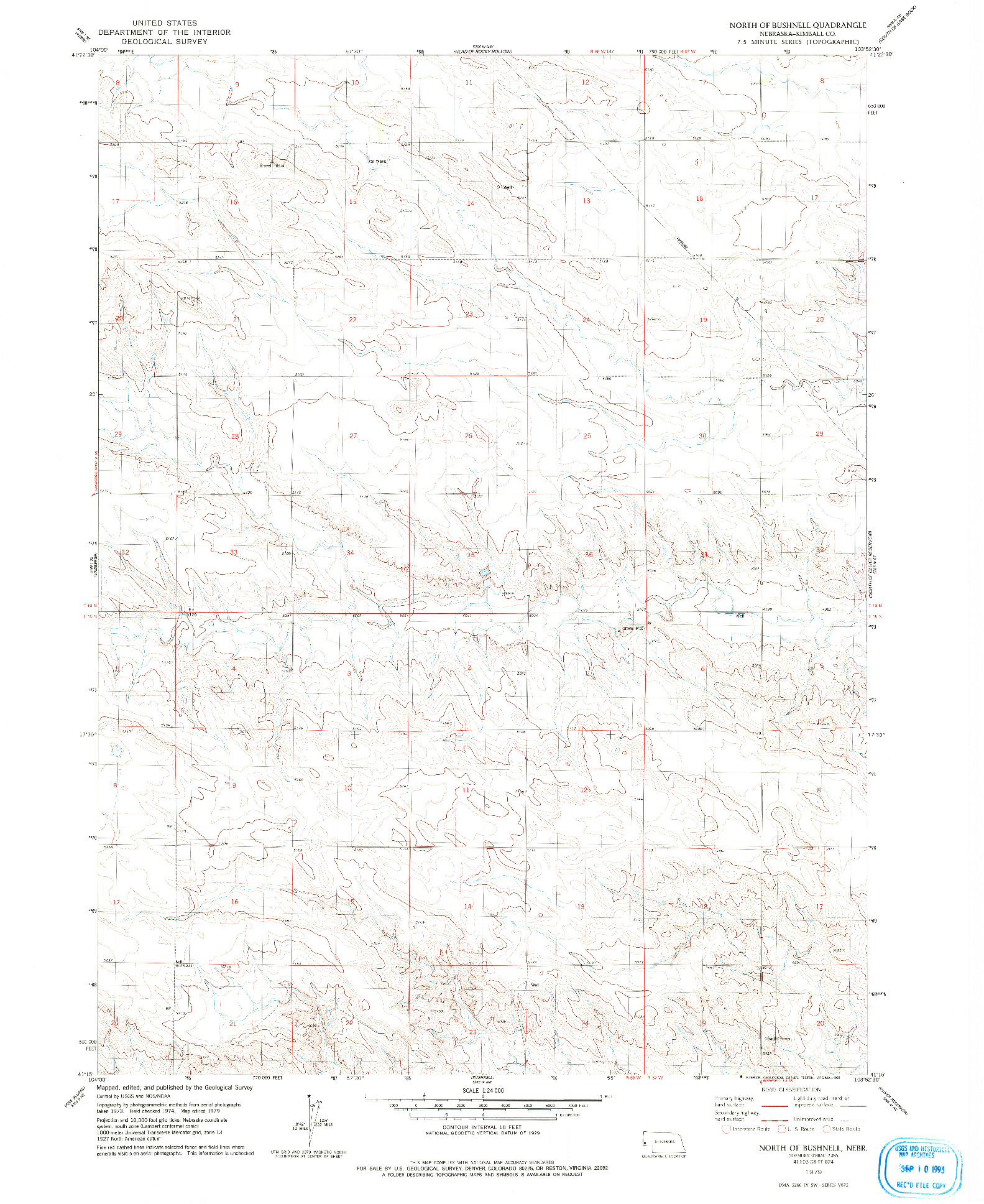 USGS 1:24000-SCALE QUADRANGLE FOR NORTH OF BUSHNELL, NE 1979