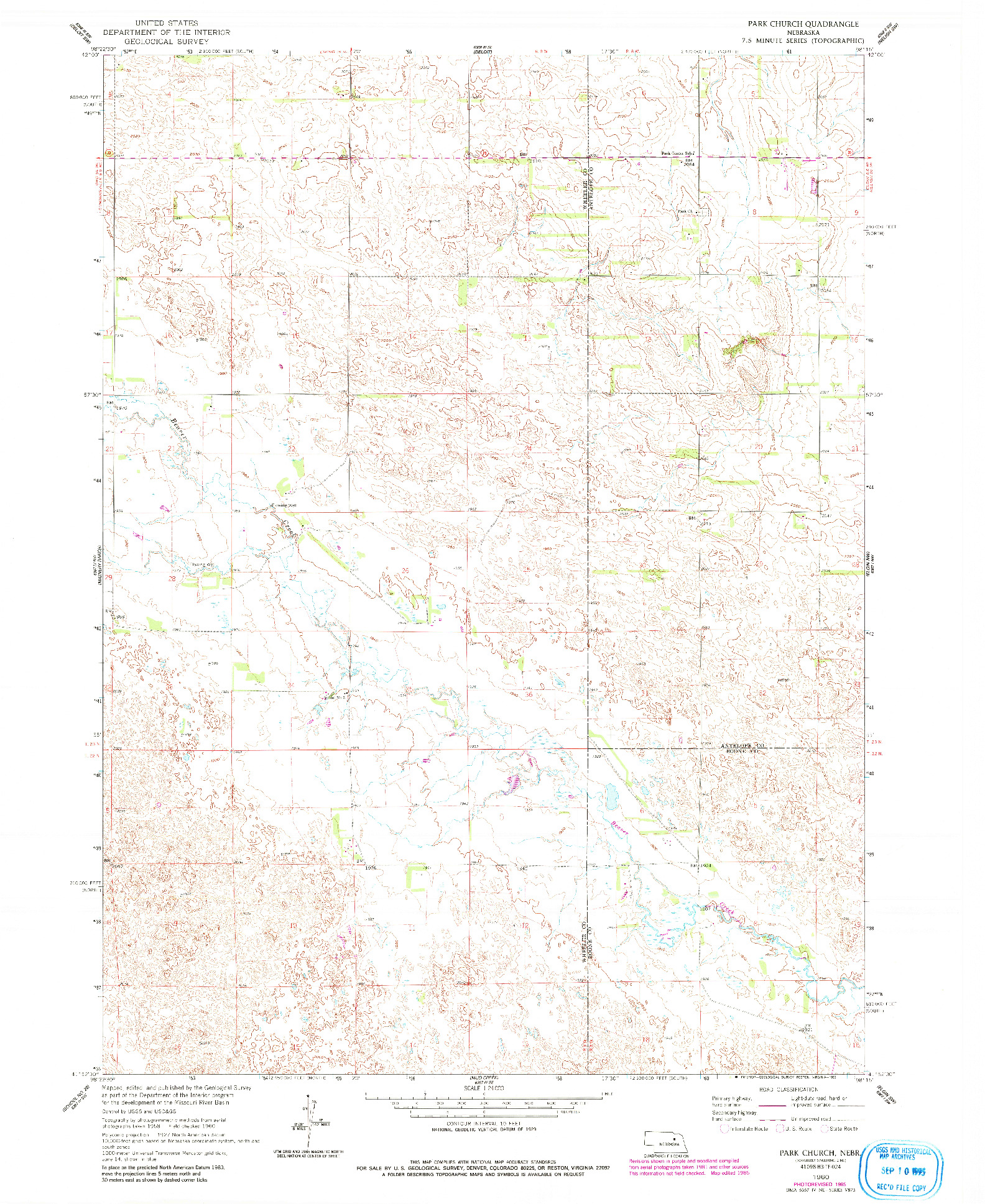 USGS 1:24000-SCALE QUADRANGLE FOR PARK CHURCH, NE 1960