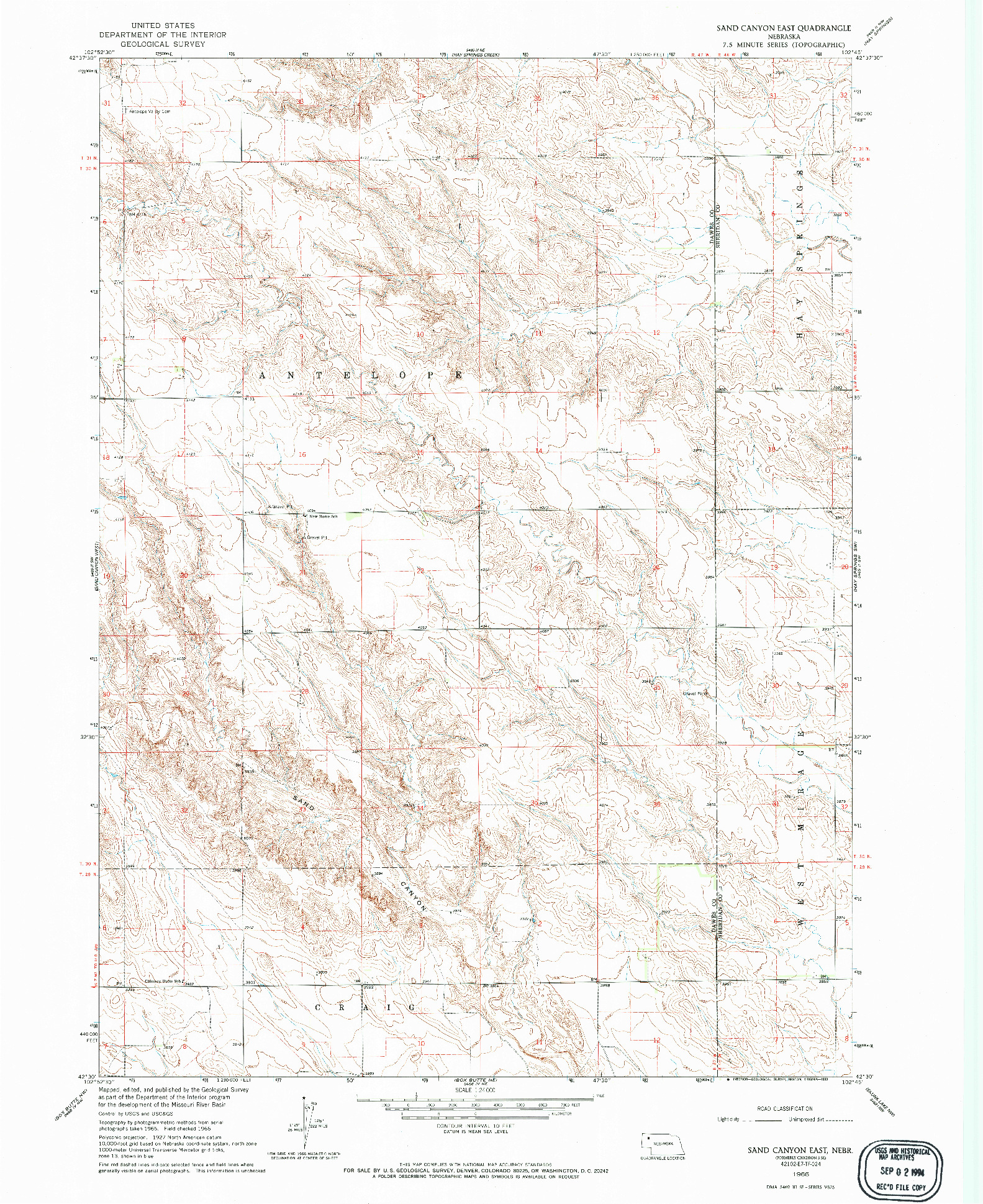 USGS 1:24000-SCALE QUADRANGLE FOR SAND CANYON EAST, NE 1966