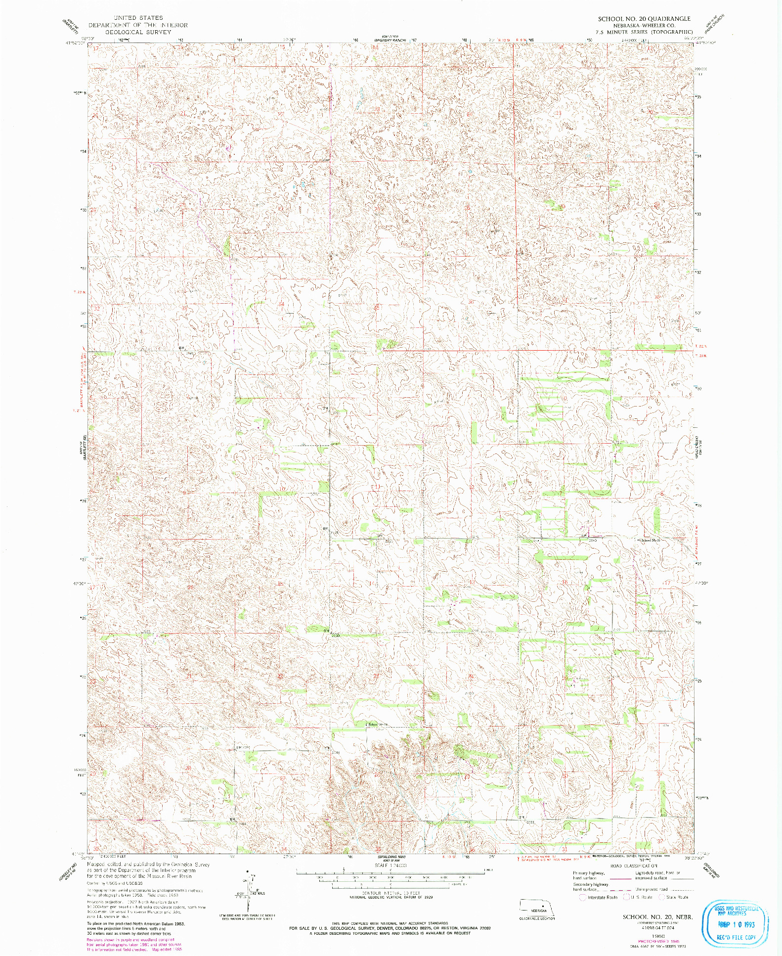 USGS 1:24000-SCALE QUADRANGLE FOR SCHOOL NO. 20, NE 1960