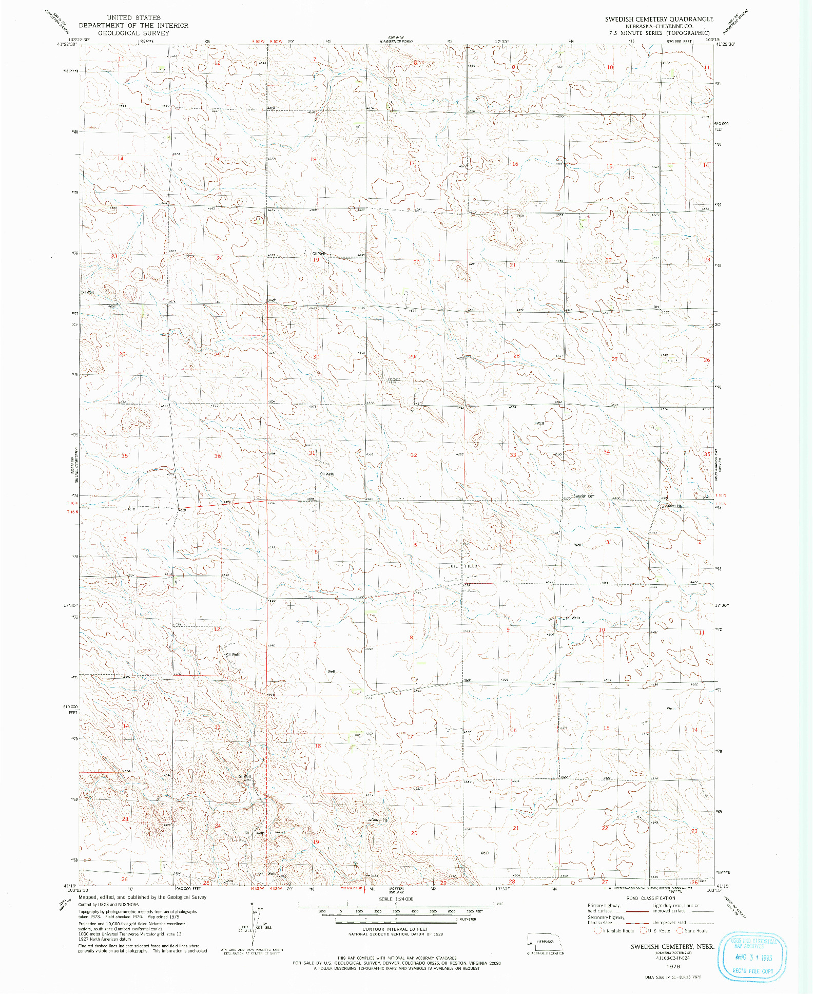 USGS 1:24000-SCALE QUADRANGLE FOR SWEDISH CEMETERY, NE 1979