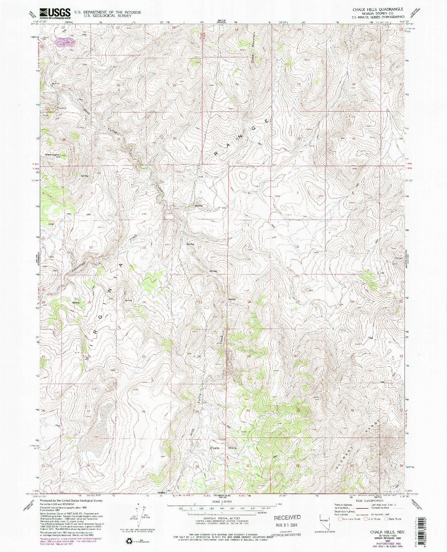 USGS 1:24000-SCALE QUADRANGLE FOR CHALK HILLS, NV 1967