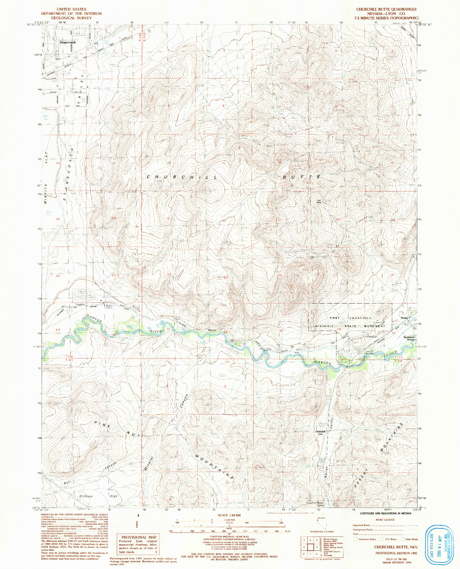 USGS 1:24000-SCALE QUADRANGLE FOR CHURCHILL BUTTE, NV 1985