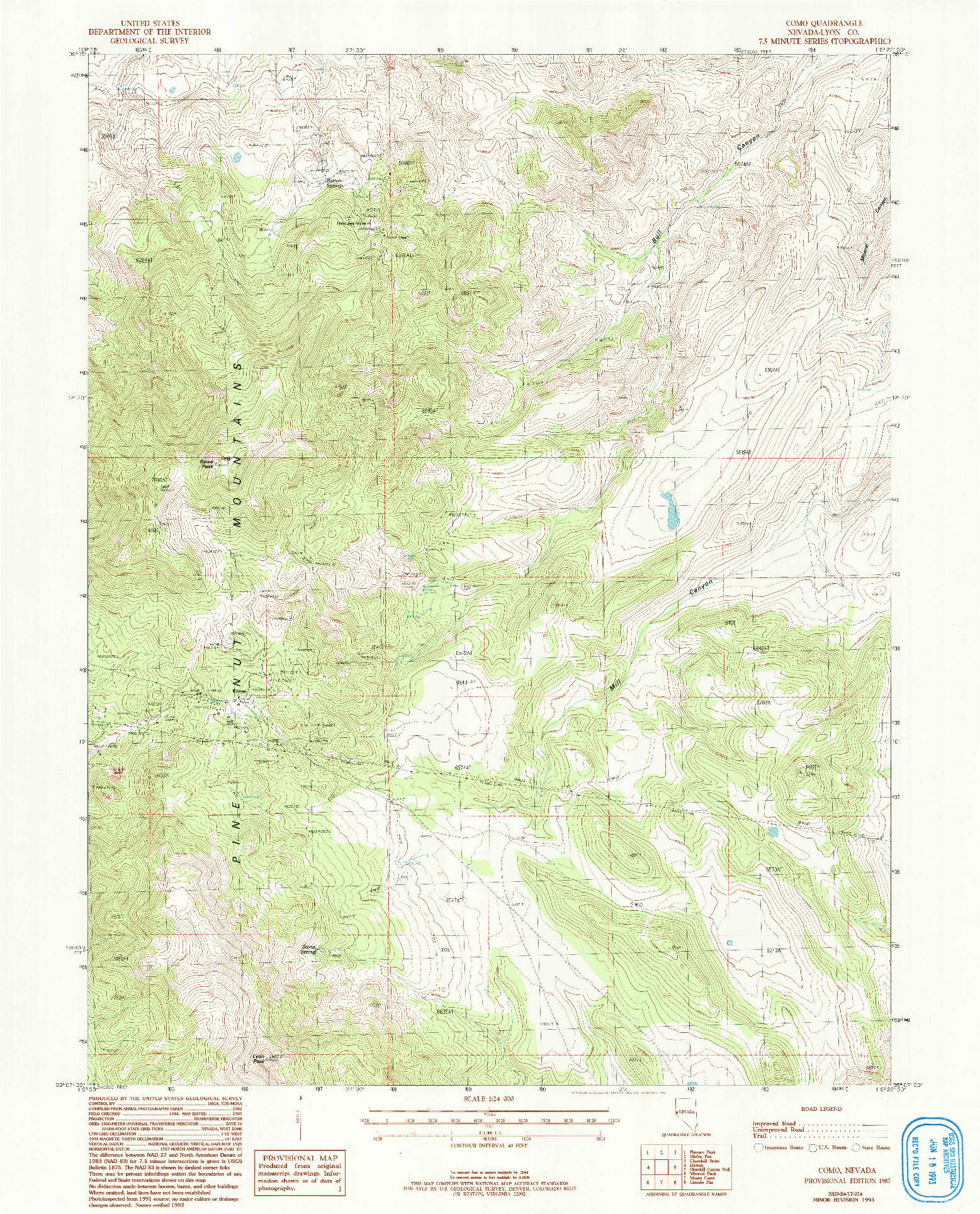 USGS 1:24000-SCALE QUADRANGLE FOR COMO, NV 1987